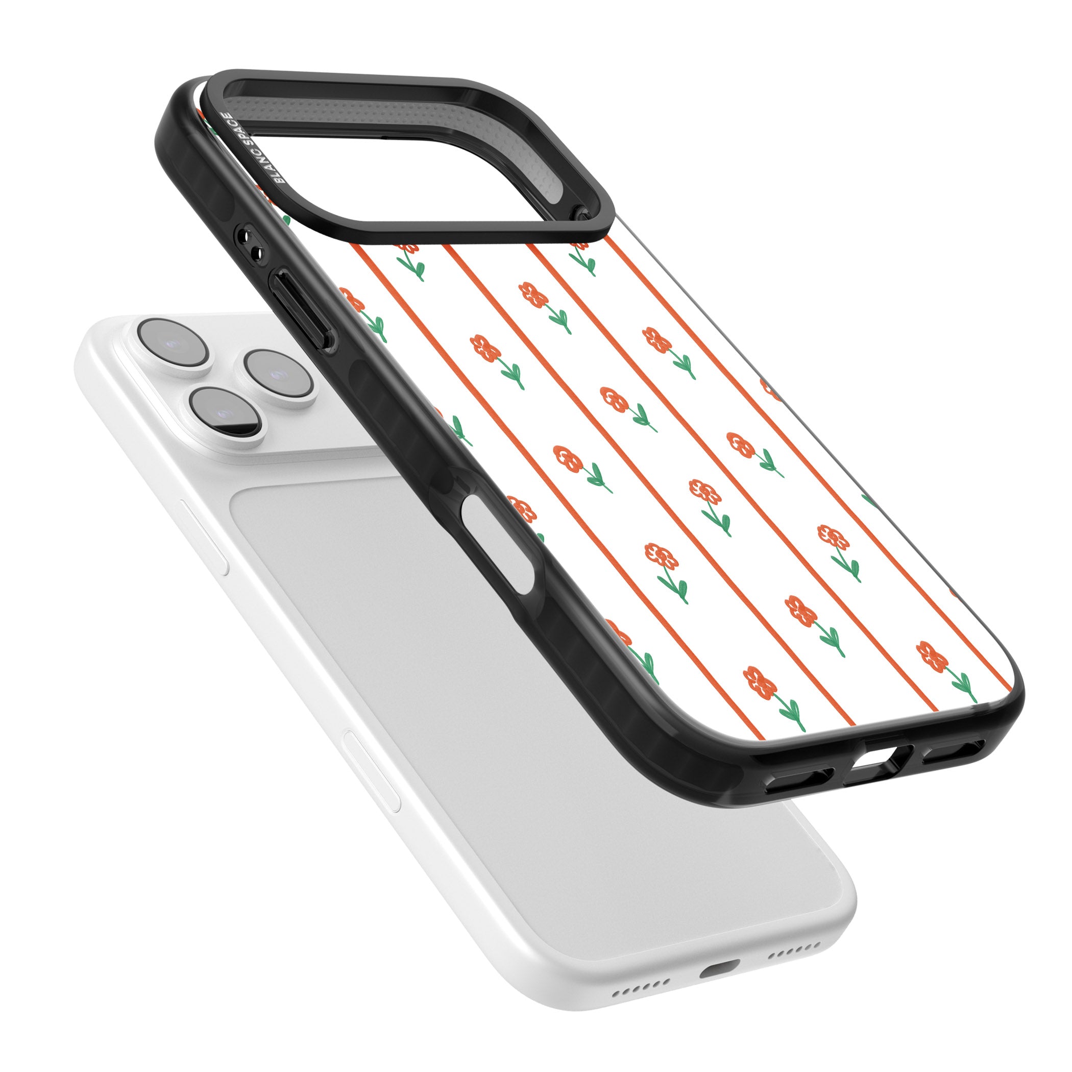Minimal Floral Stripe iPhone 17 Pro Impact Pro Black Phone Case Colours