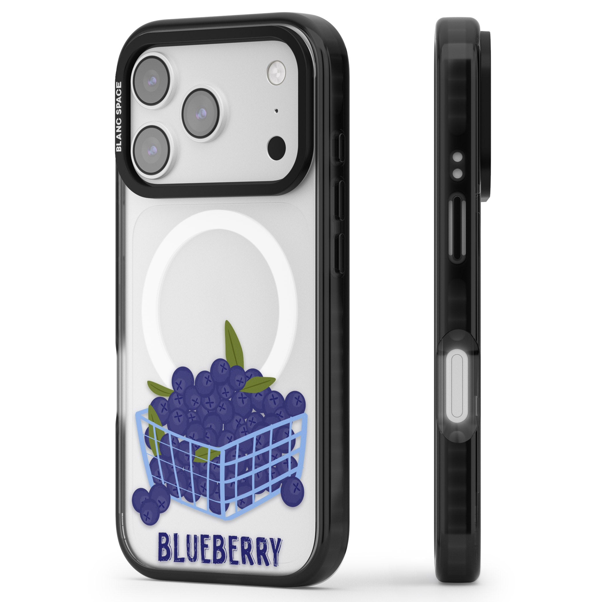 Blueberry Basket iPhone 17 Pro Impact Pro Black Phone Case Side Profile