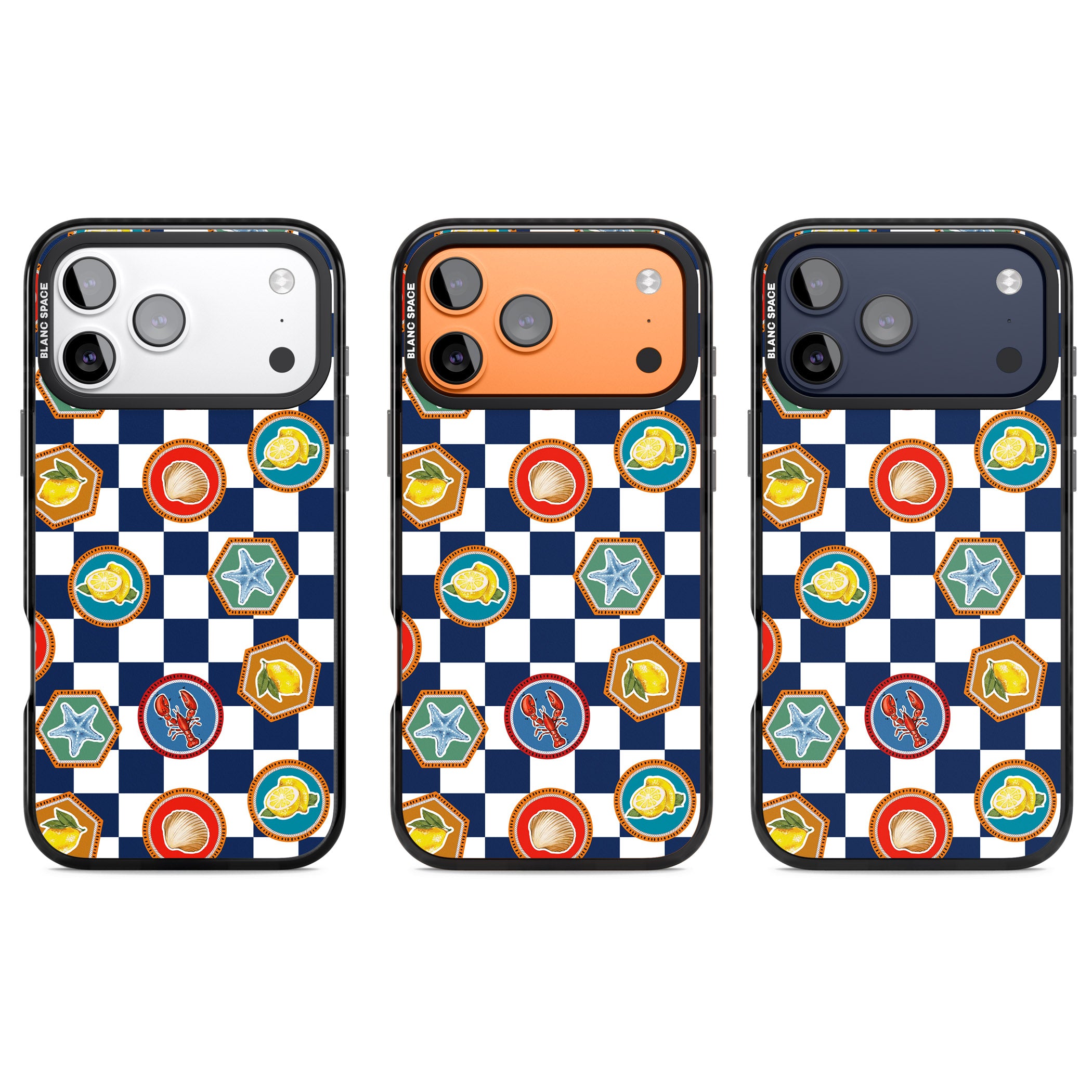 Coastal Check Pattern iPhone 17 Pro Impact Pro Black Phone Case APT Impact Protection