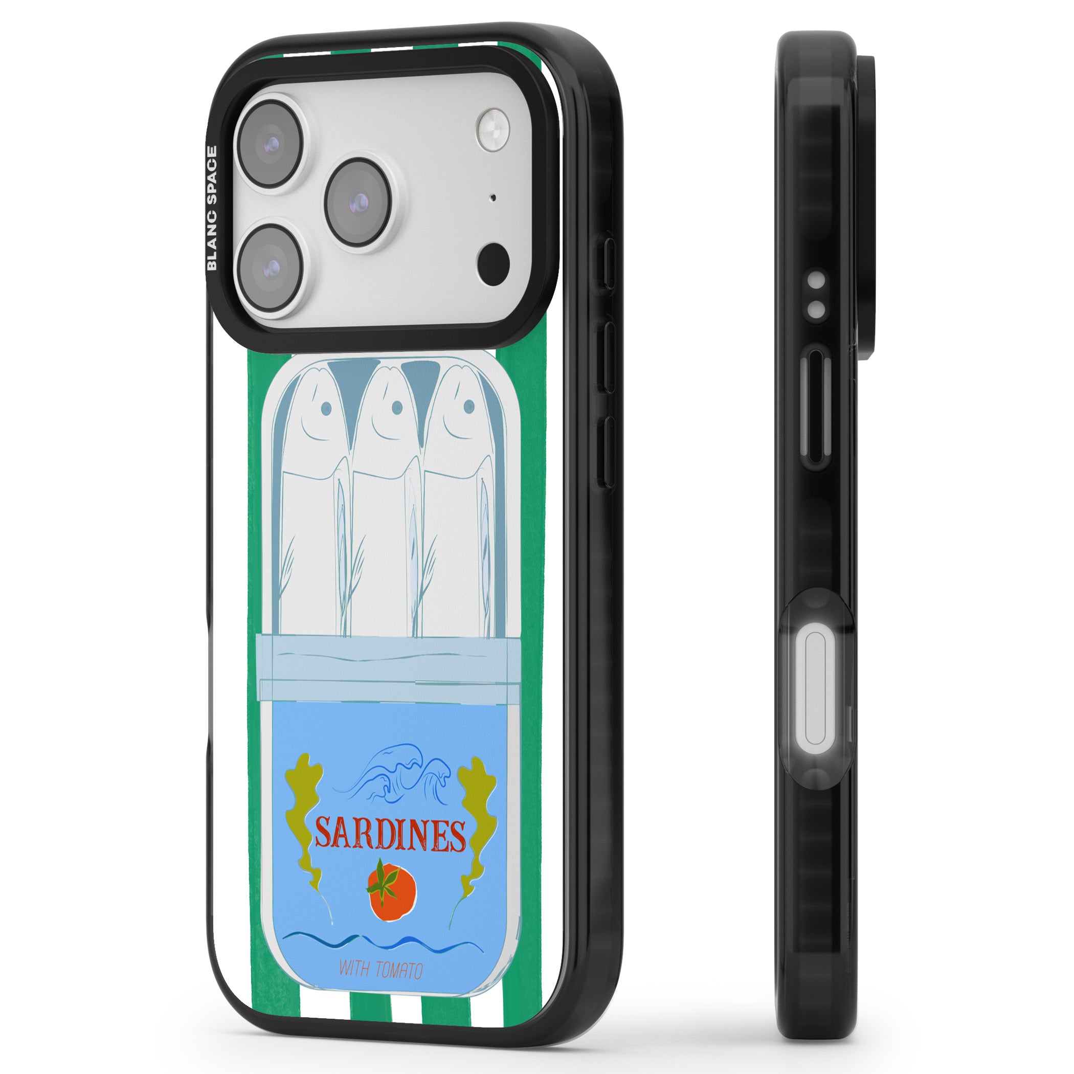 Italian Coastal Sardines iPhone 17 Pro Impact Pro Black Phone Case Side Profile