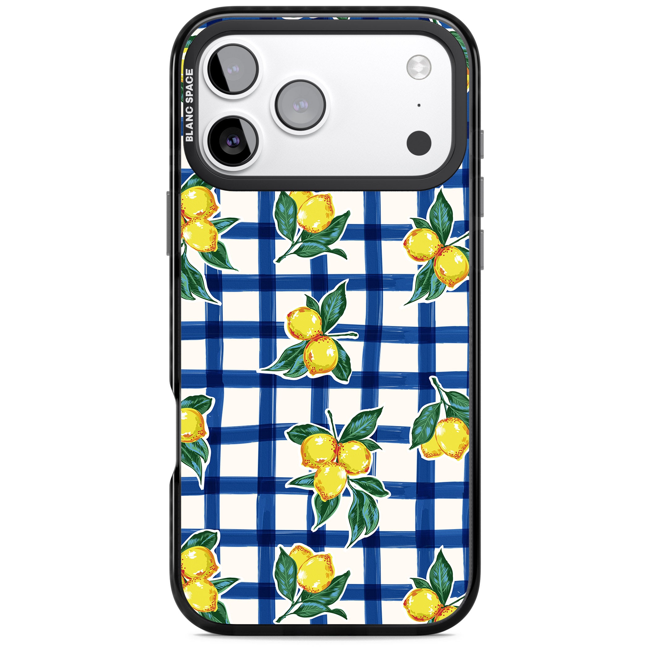Lemon Gingham iPhone 17 Pro Impact Pro Black Phone Case