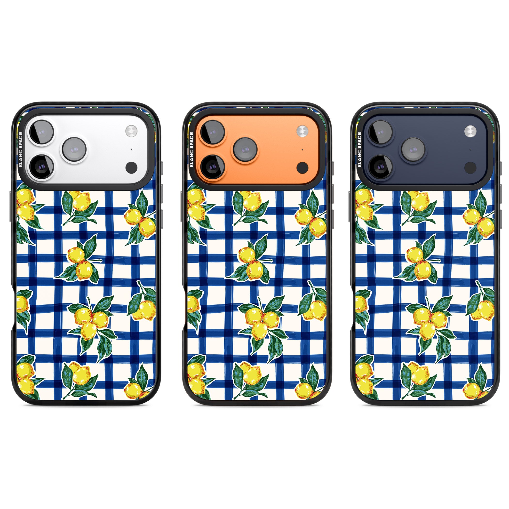 Lemon Gingham iPhone 17 Pro Impact Pro Black Phone Case APT Impact Protection