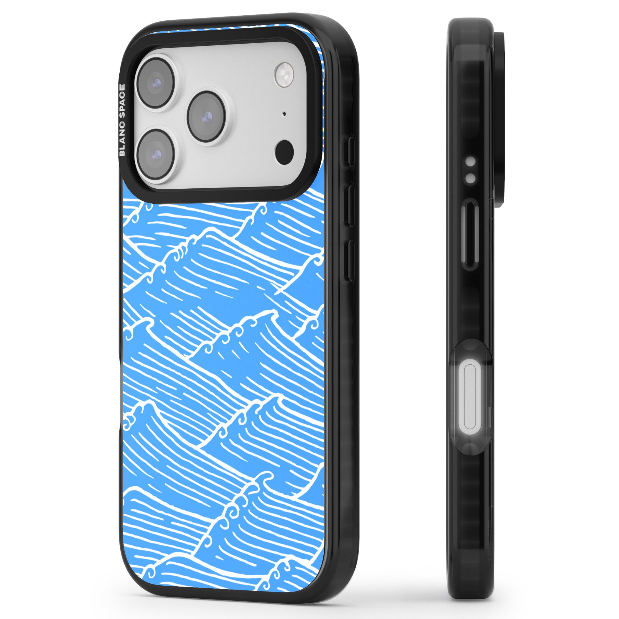Waves Pattern iPhone 17 Pro Impact Pro Black Phone Case Side Profile