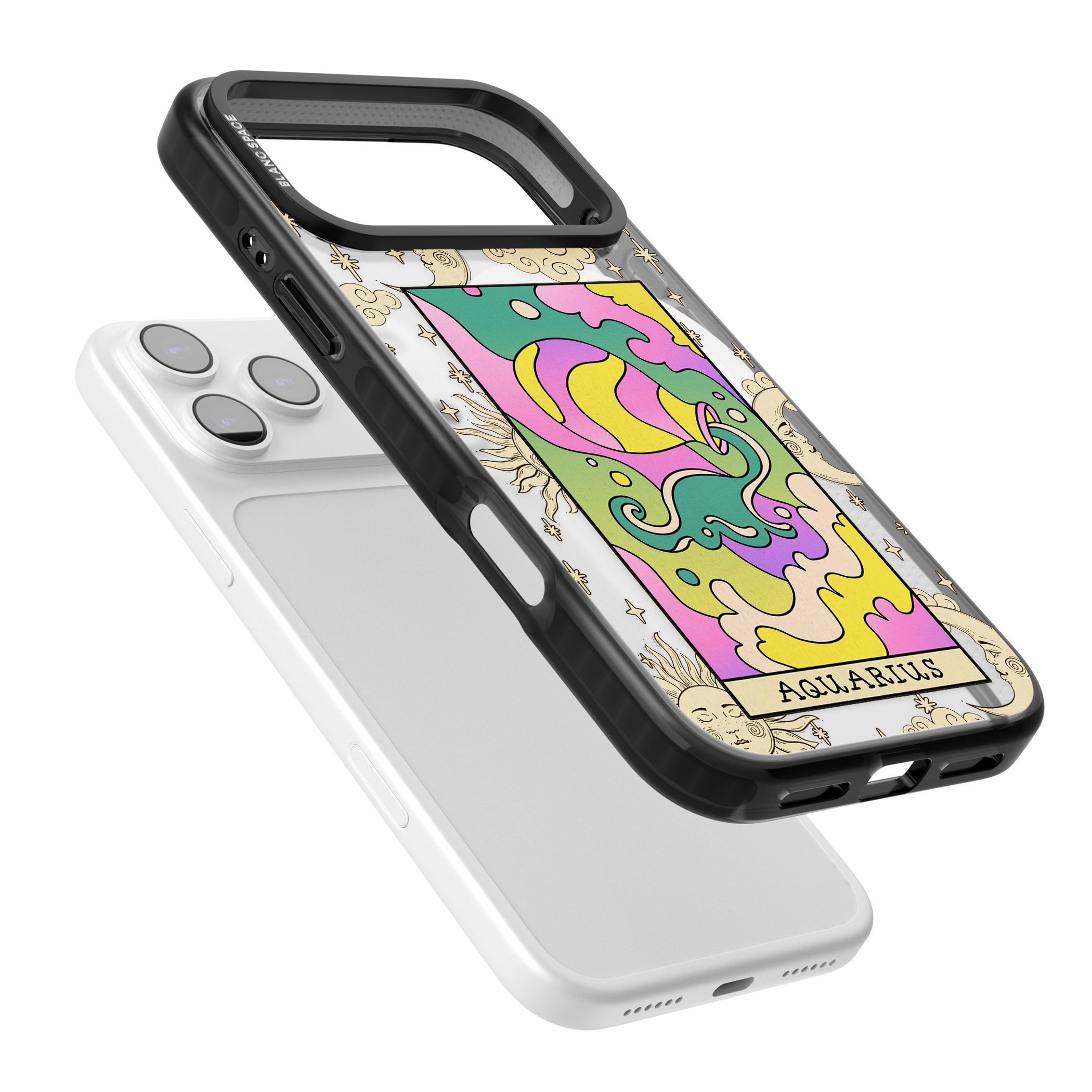 Celestial Zodiac Aquarius iPhone 17 Pro Impact Pro Black Phone Case Colours