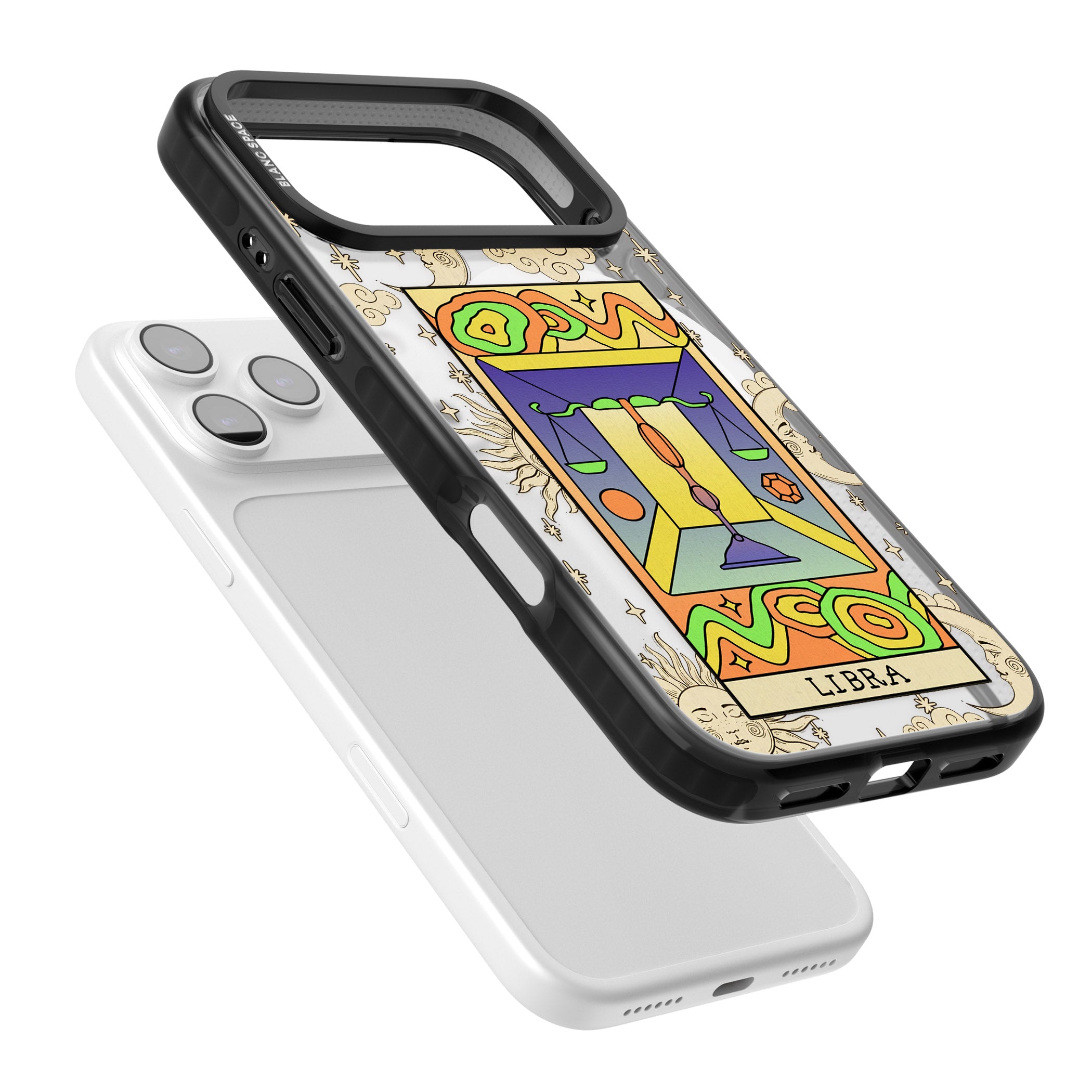Celestial Zodiac Libra iPhone 17 Pro Impact Pro Black Phone Case Colours