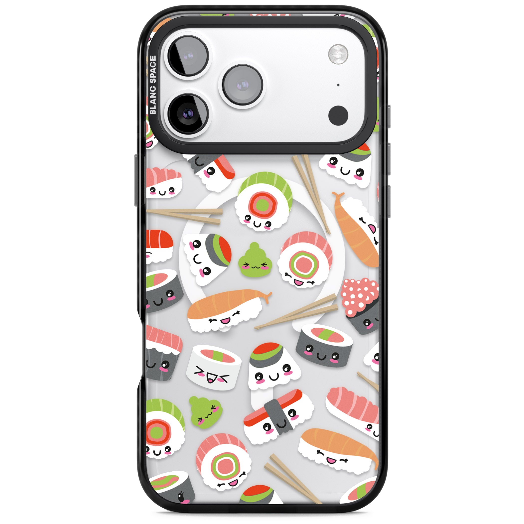 Kawaii Sushi Party iPhone 17 Pro Impact Pro Black Phone Case