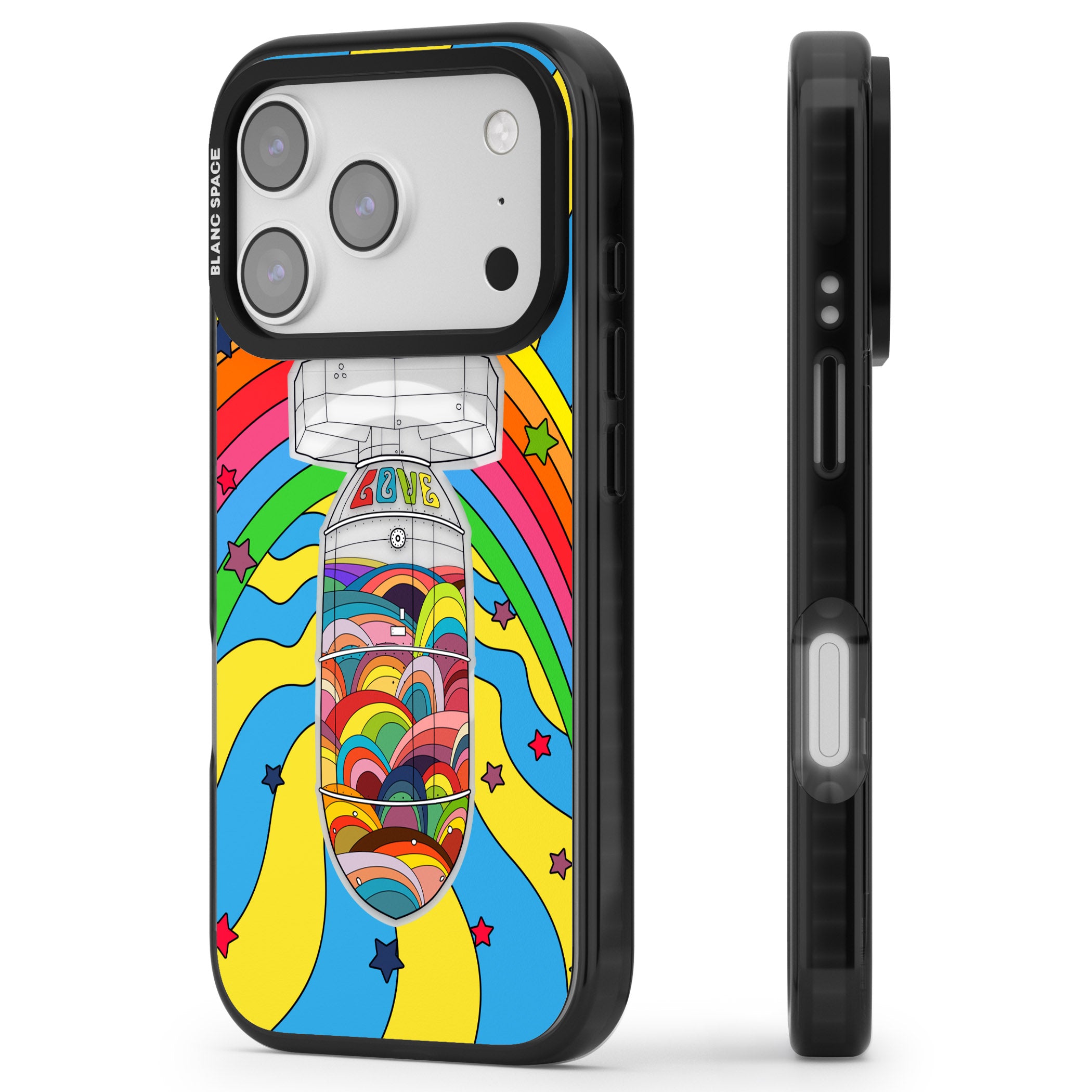 Love Bomb iPhone 17 Pro Impact Pro Black Phone Case Side Profile