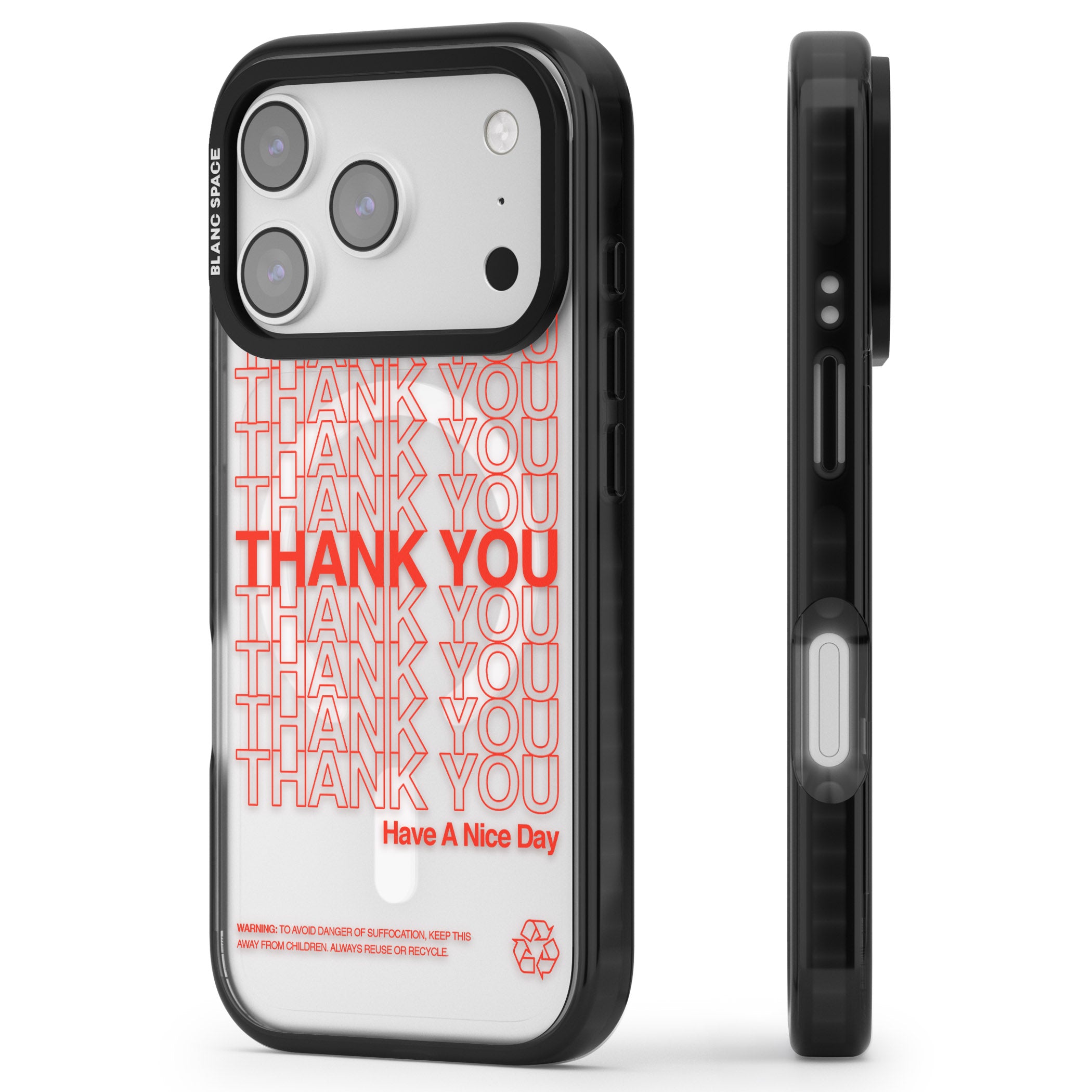 Thank You Have A Nice Day iPhone 17 Pro Impact Pro Black Phone Case Side Profile