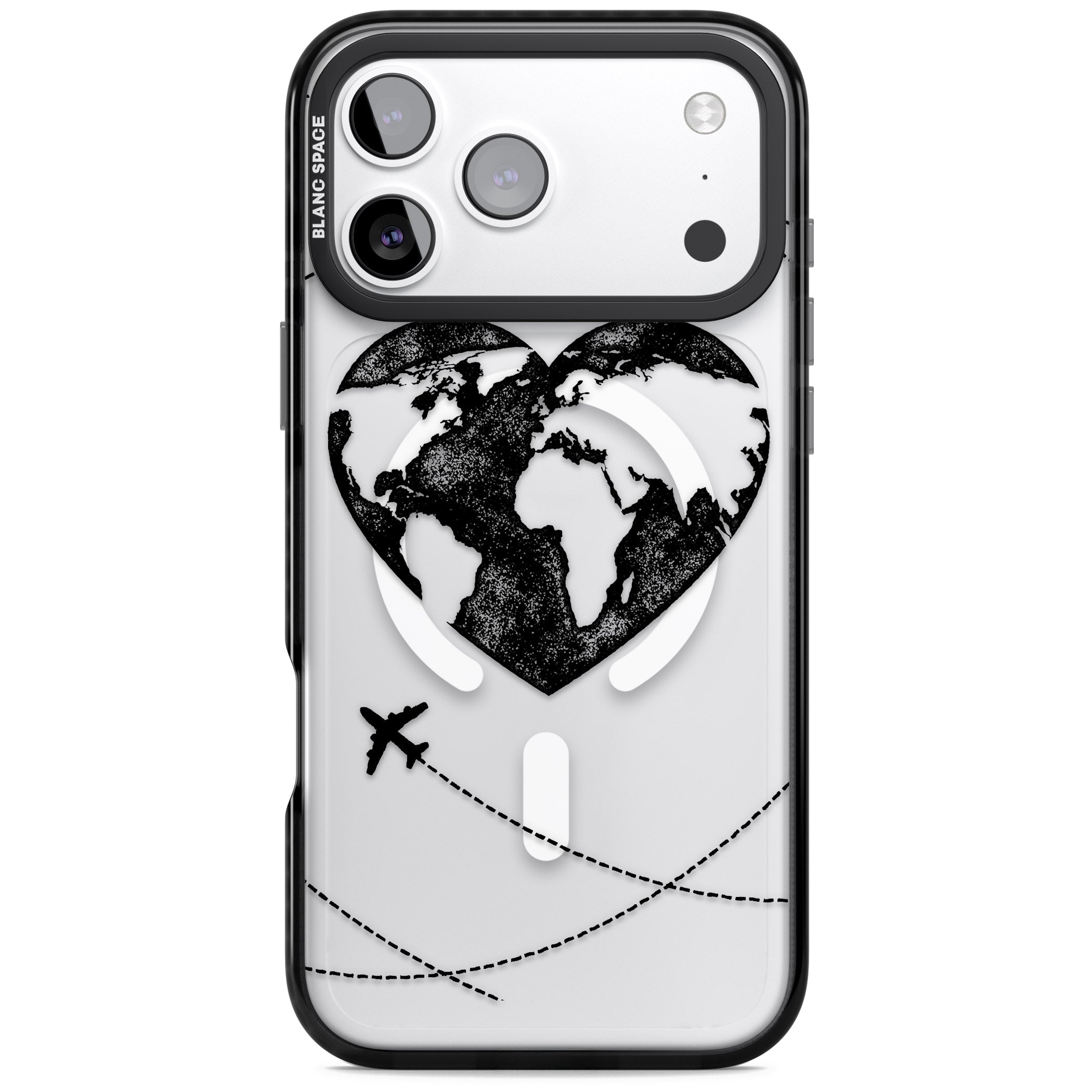 Globe Heart iPhone 17 Pro Impact Pro Black Phone Case
