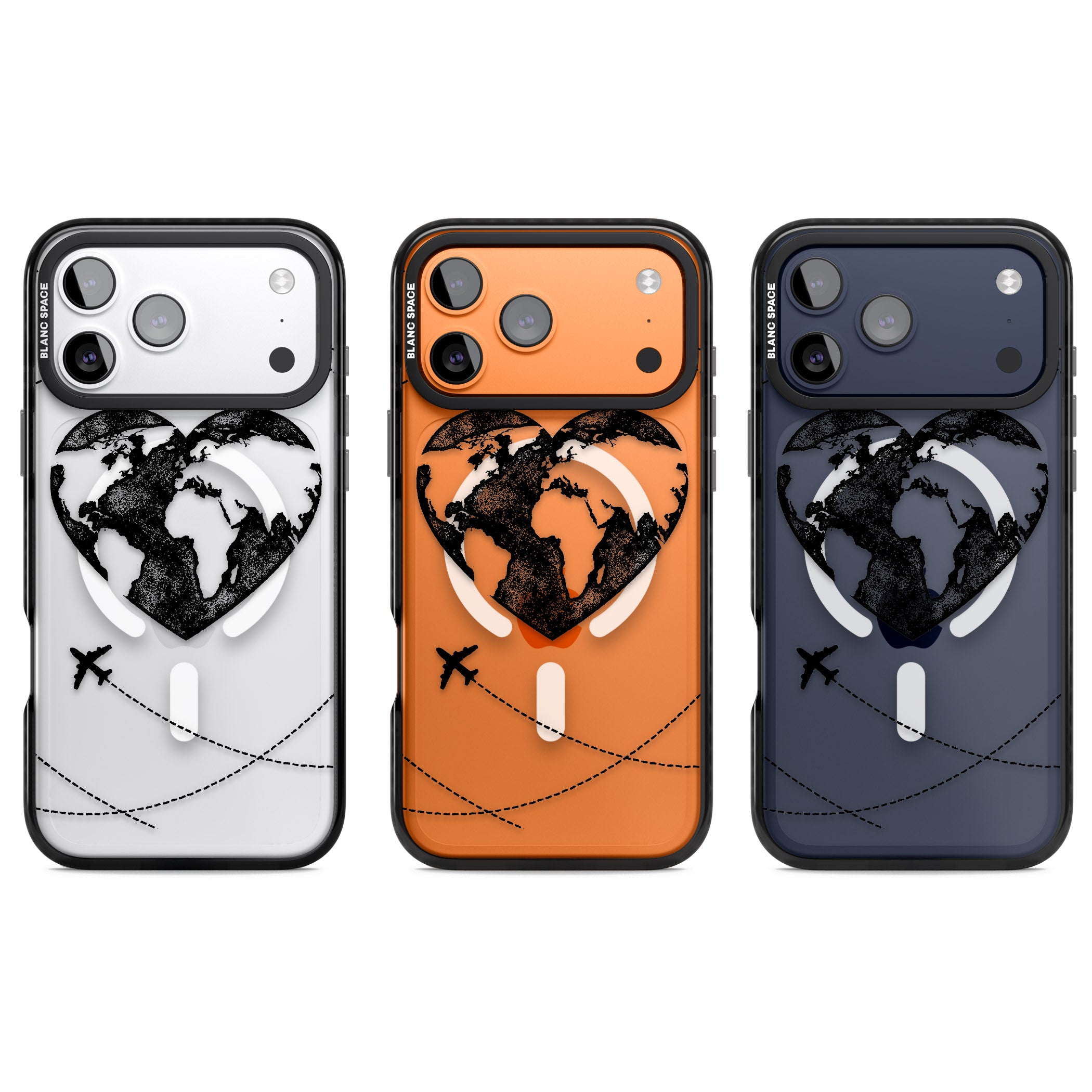 Globe Heart iPhone 17 Pro Impact Pro Black Phone Case APT Impact Protection