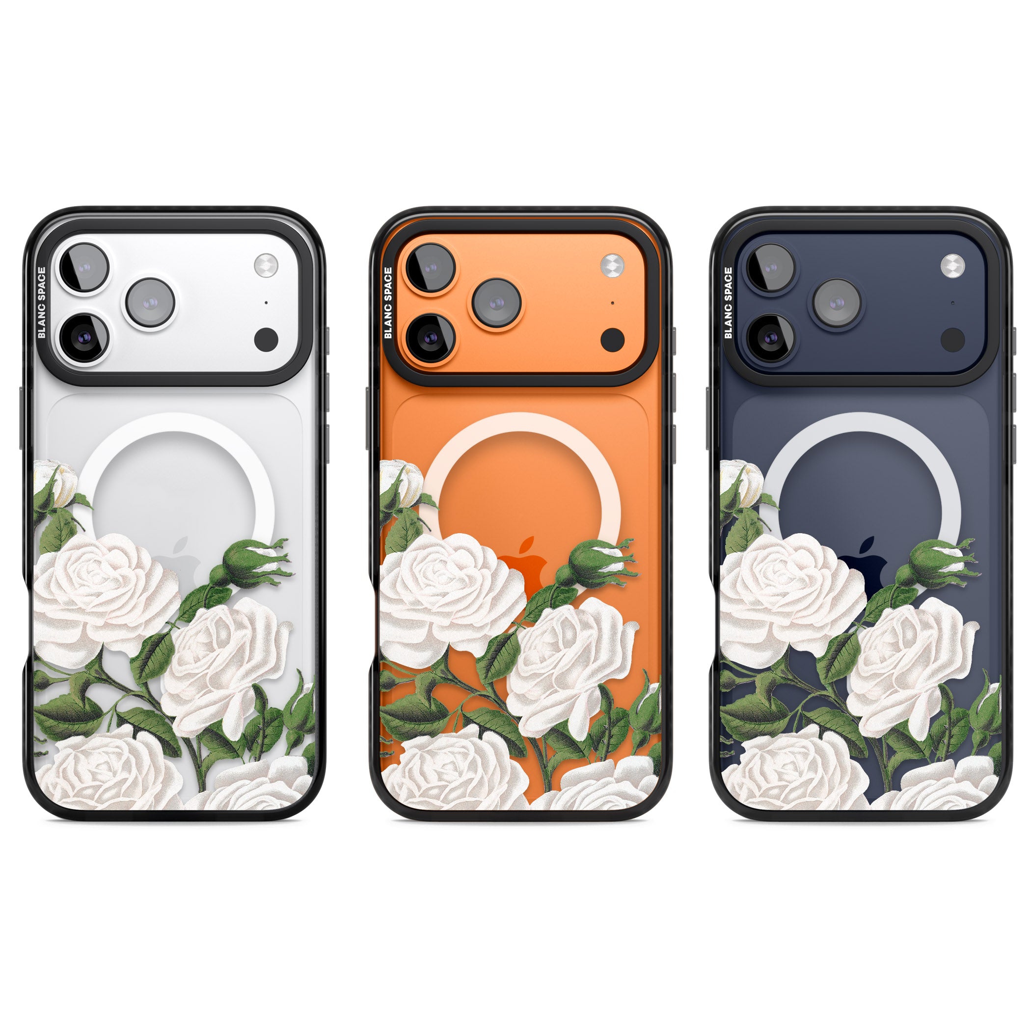 White Vintage Painted Flowers iPhone 17 Pro Impact Pro Black Phone Case APT Impact Protection