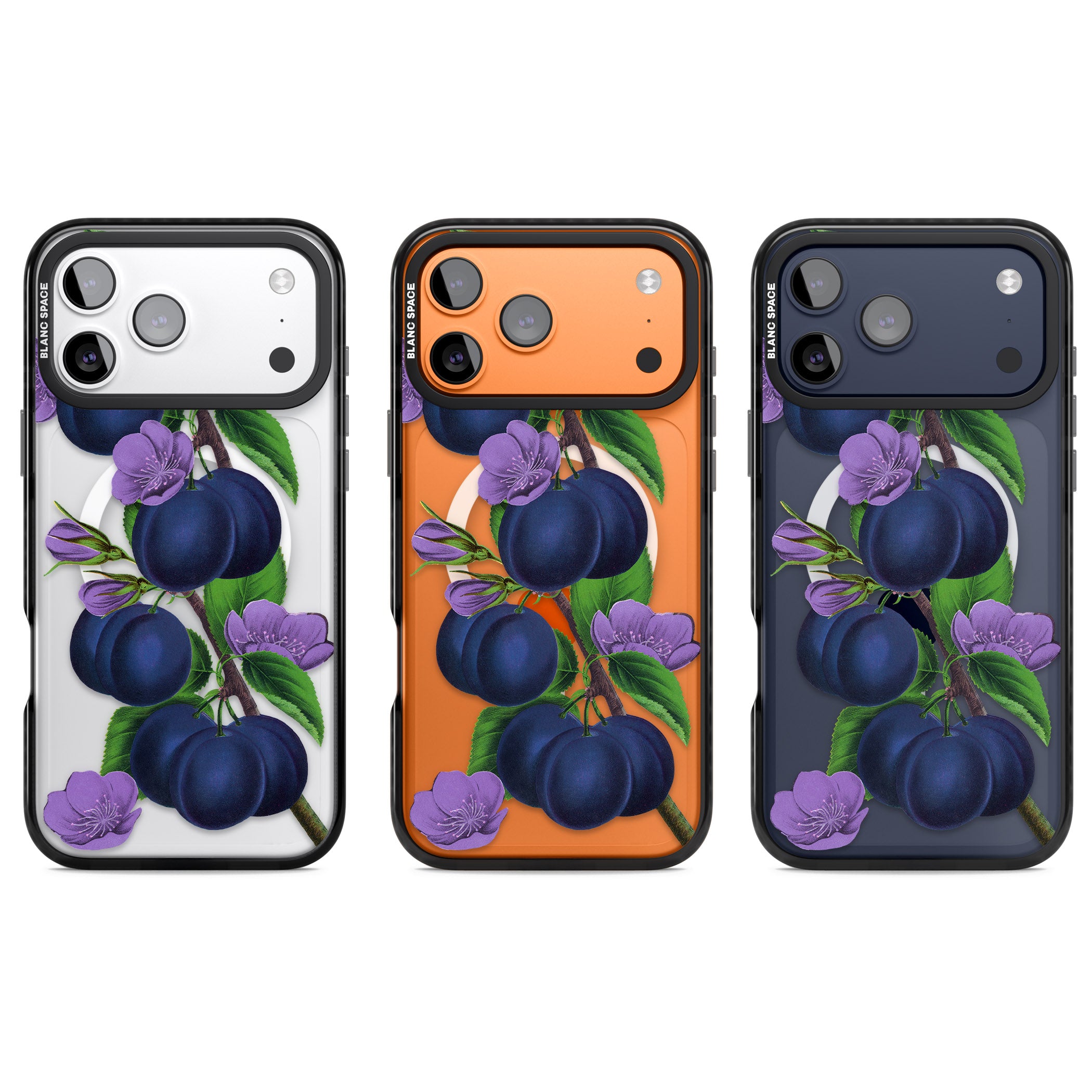 Vintage Painted Plums iPhone 17 Pro Impact Pro Black Phone Case APT Impact Protection