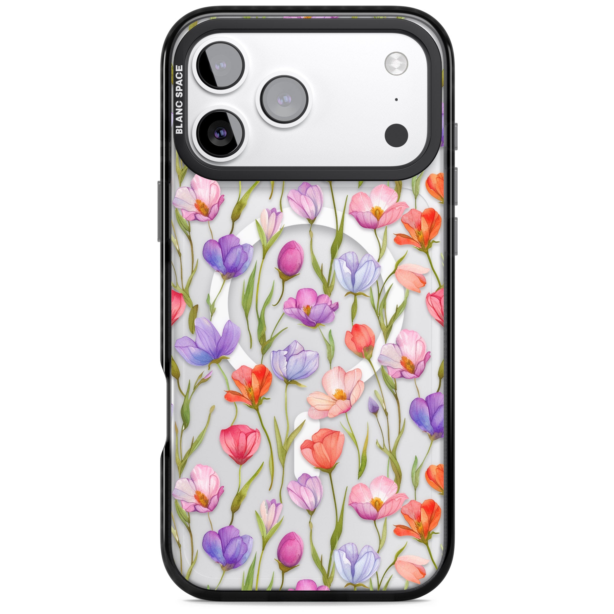 Red, Pink & Purple Flowers iPhone 17 Pro Impact Pro Black Phone Case
