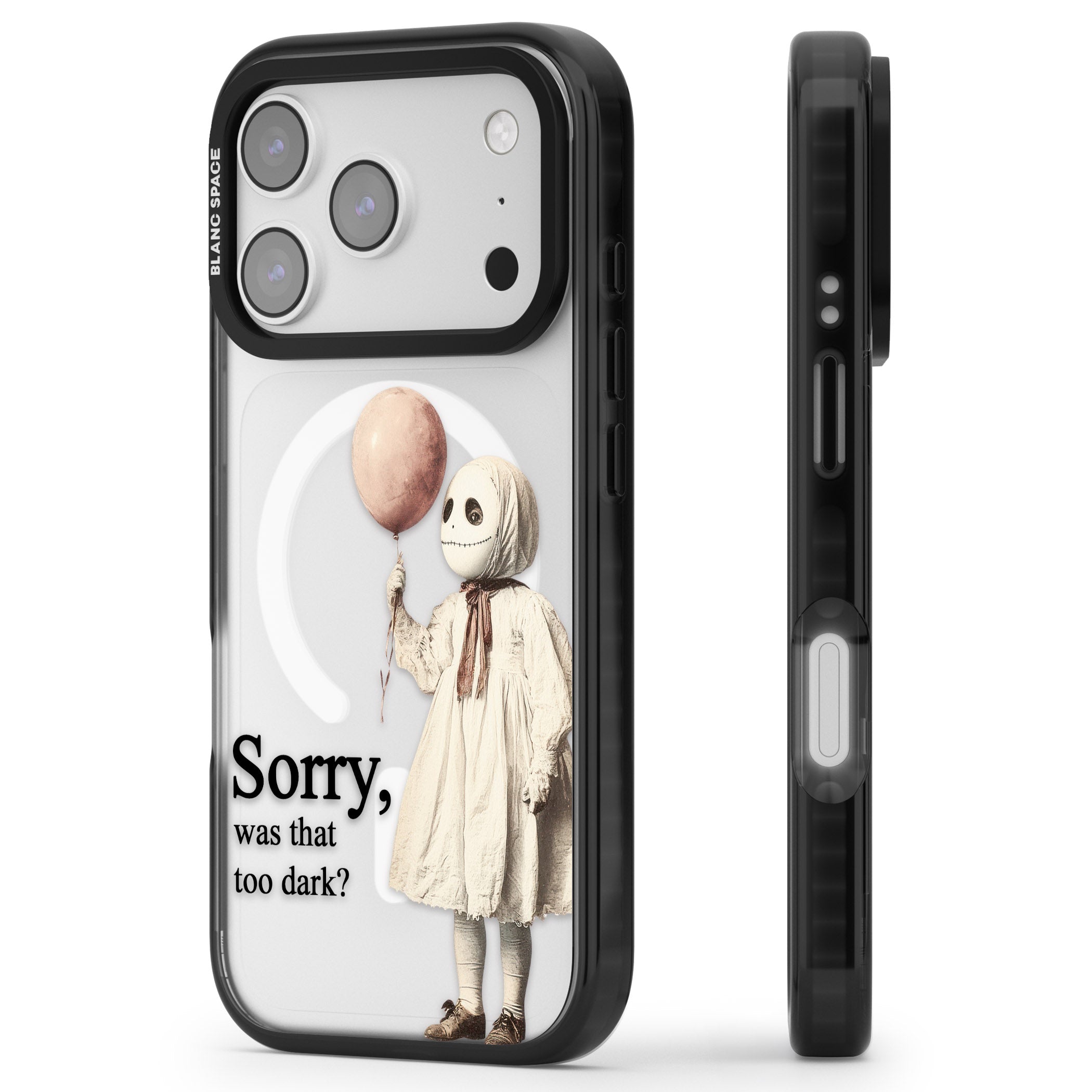 Sorry Was That Too Dark iPhone 17 Pro Impact Pro Black Phone Case Side Profile