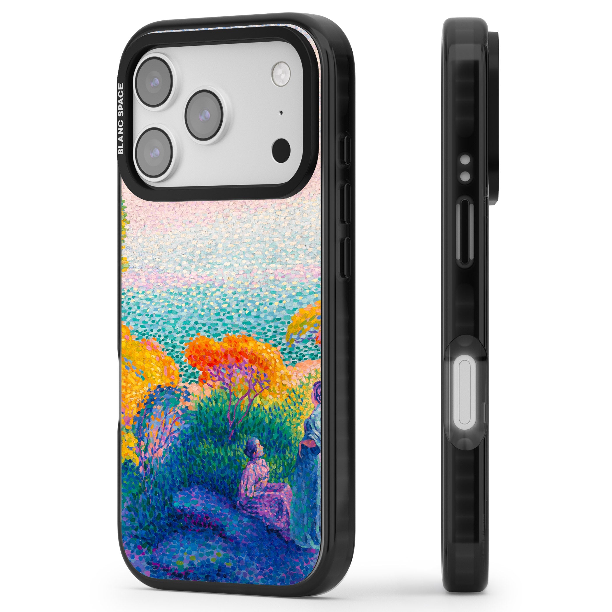 Two Women by the Shore iPhone 17 Pro Impact Pro Black Phone Case Side Profile