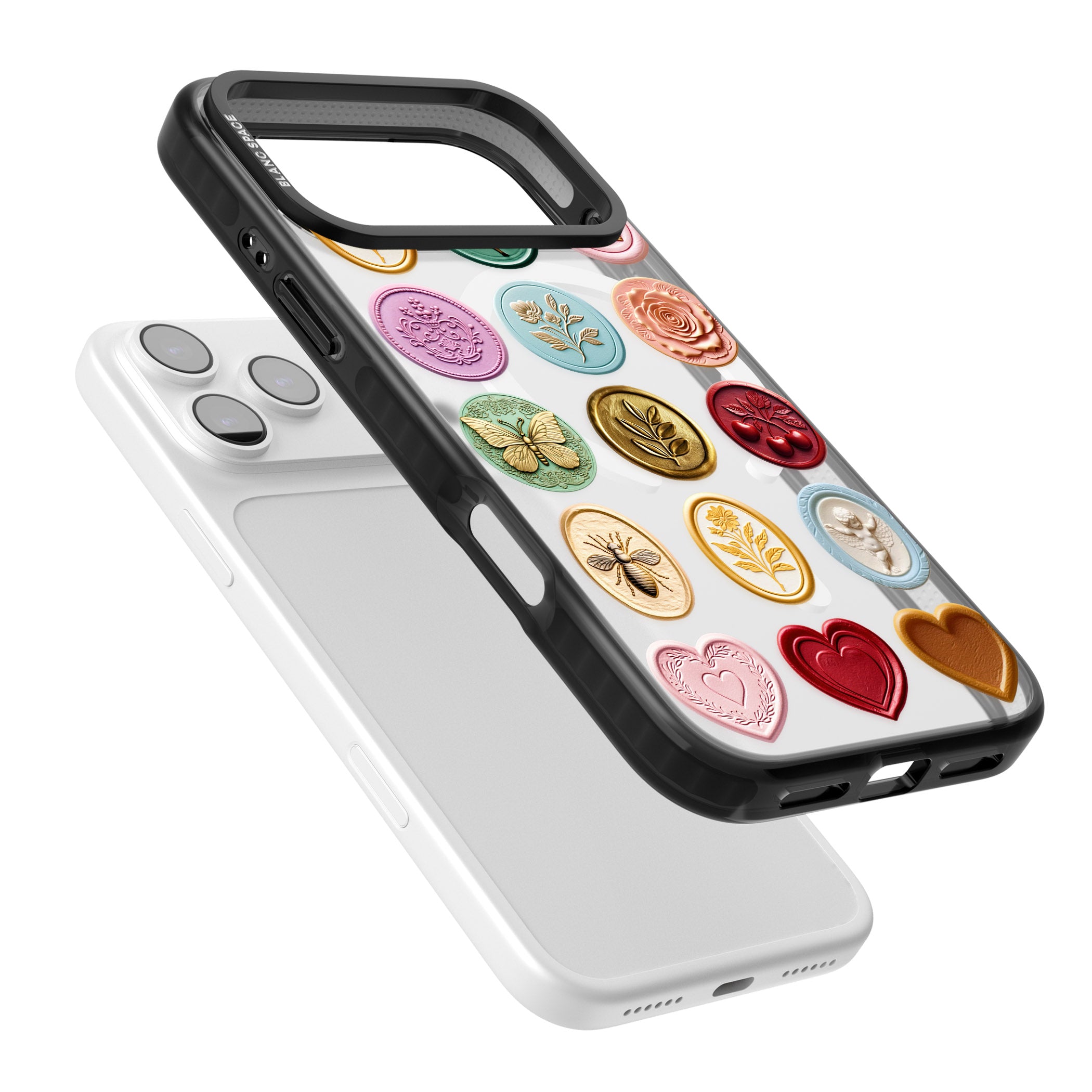 Vintage Wax Seal Pattern iPhone 17 Pro Impact Pro Black Phone Case Colours