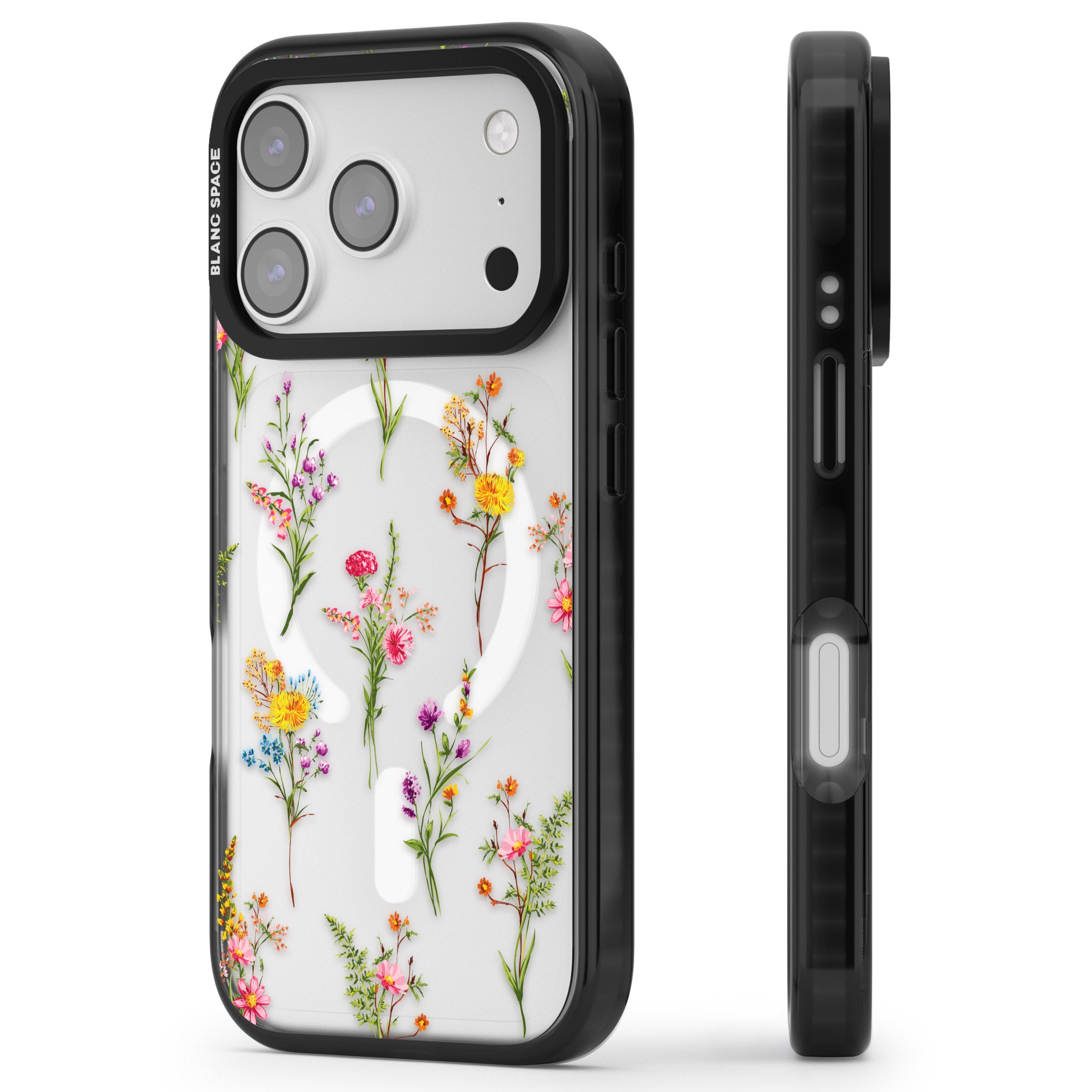 Picked Wildflowers iPhone 17 Pro Impact Pro Black Phone Case Side Profile