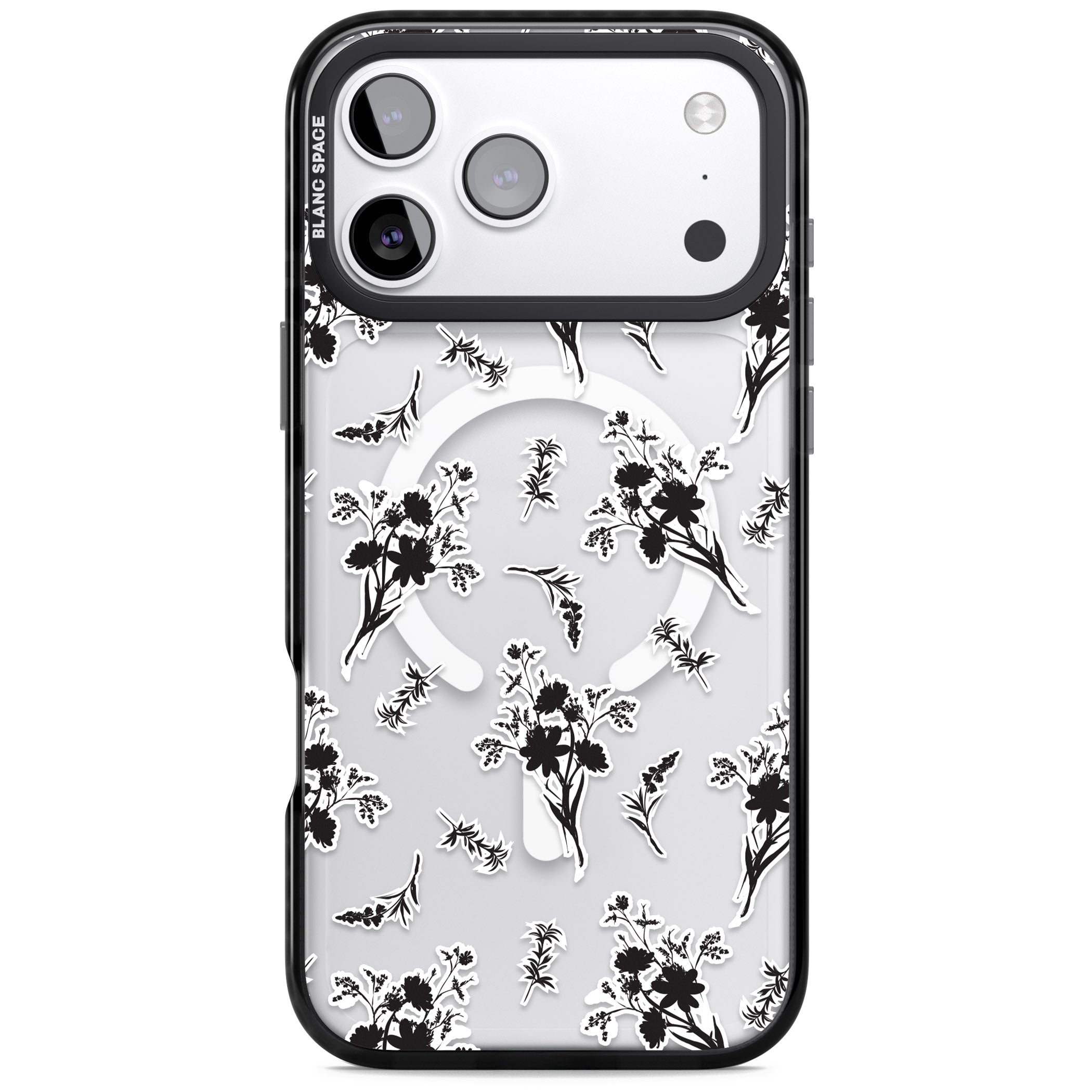 Black Sticker Wildflowers iPhone 17 Pro Impact Pro Black Phone Case