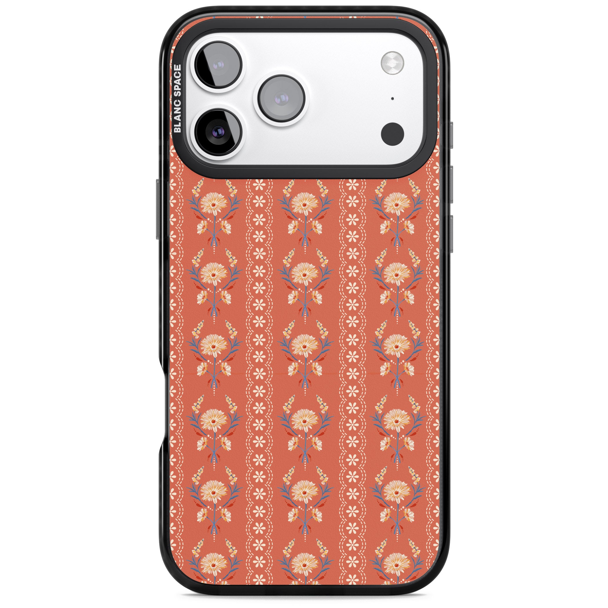 Vintage Terracotta Floral iPhone 17 Pro Impact Pro Black Phone Case