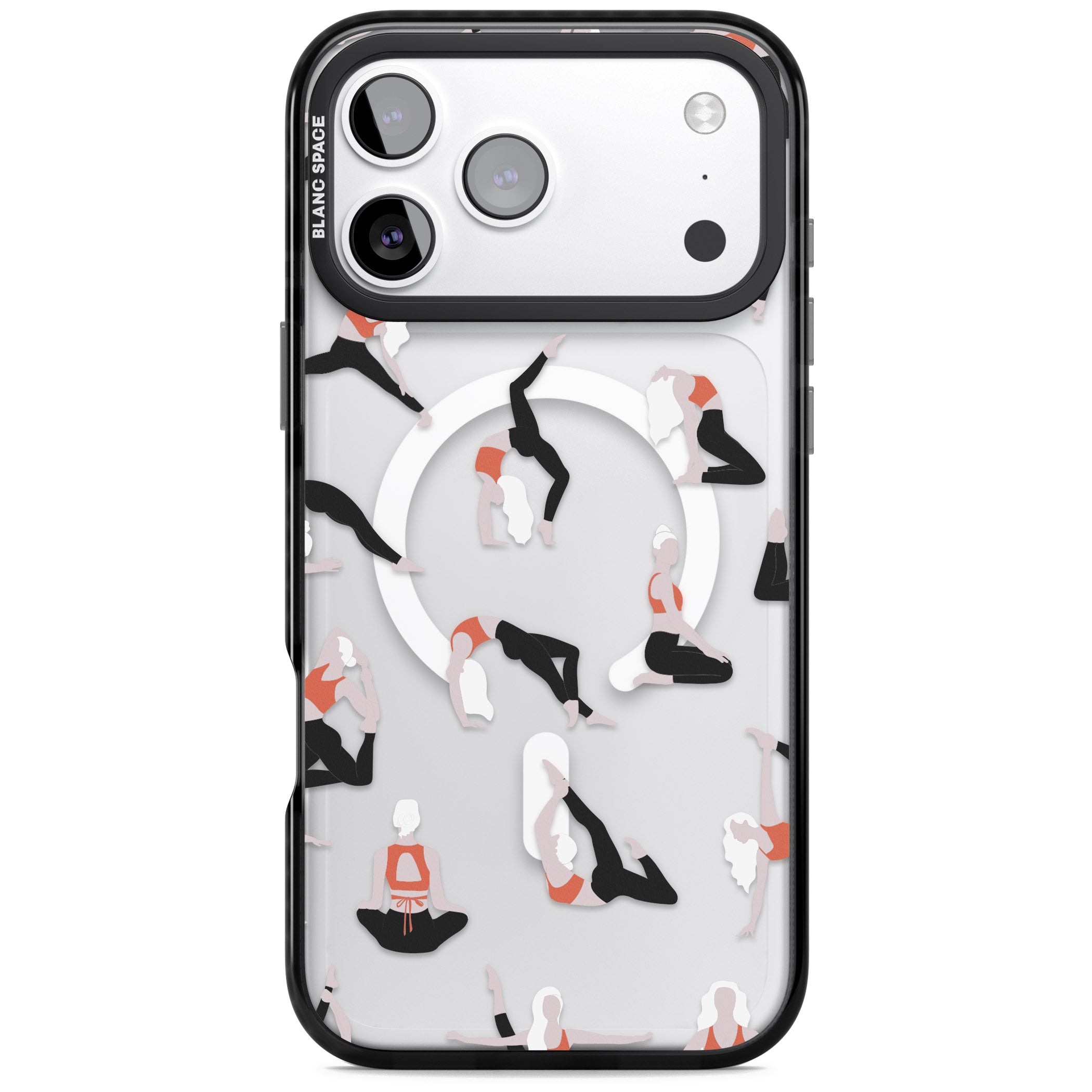 Yoga Poses Clear iPhone 17 Pro Impact Pro Black Phone Case