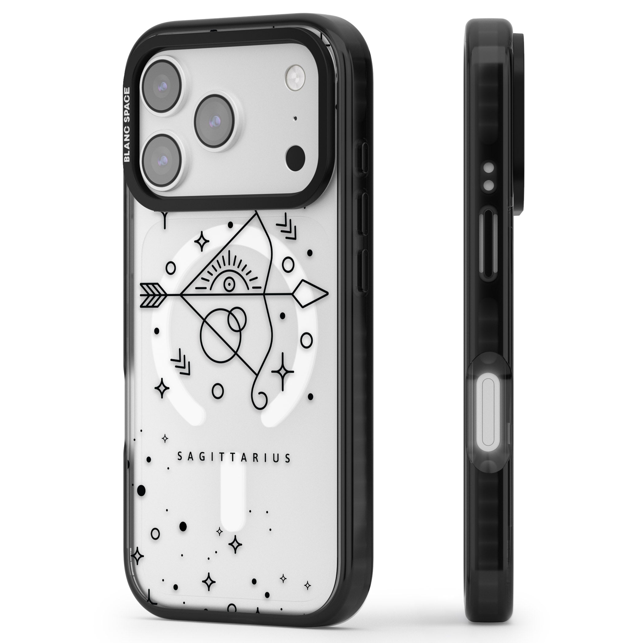 Sagittarius Arcane iPhone 17 Pro Impact Pro Black Phone Case Side Profile