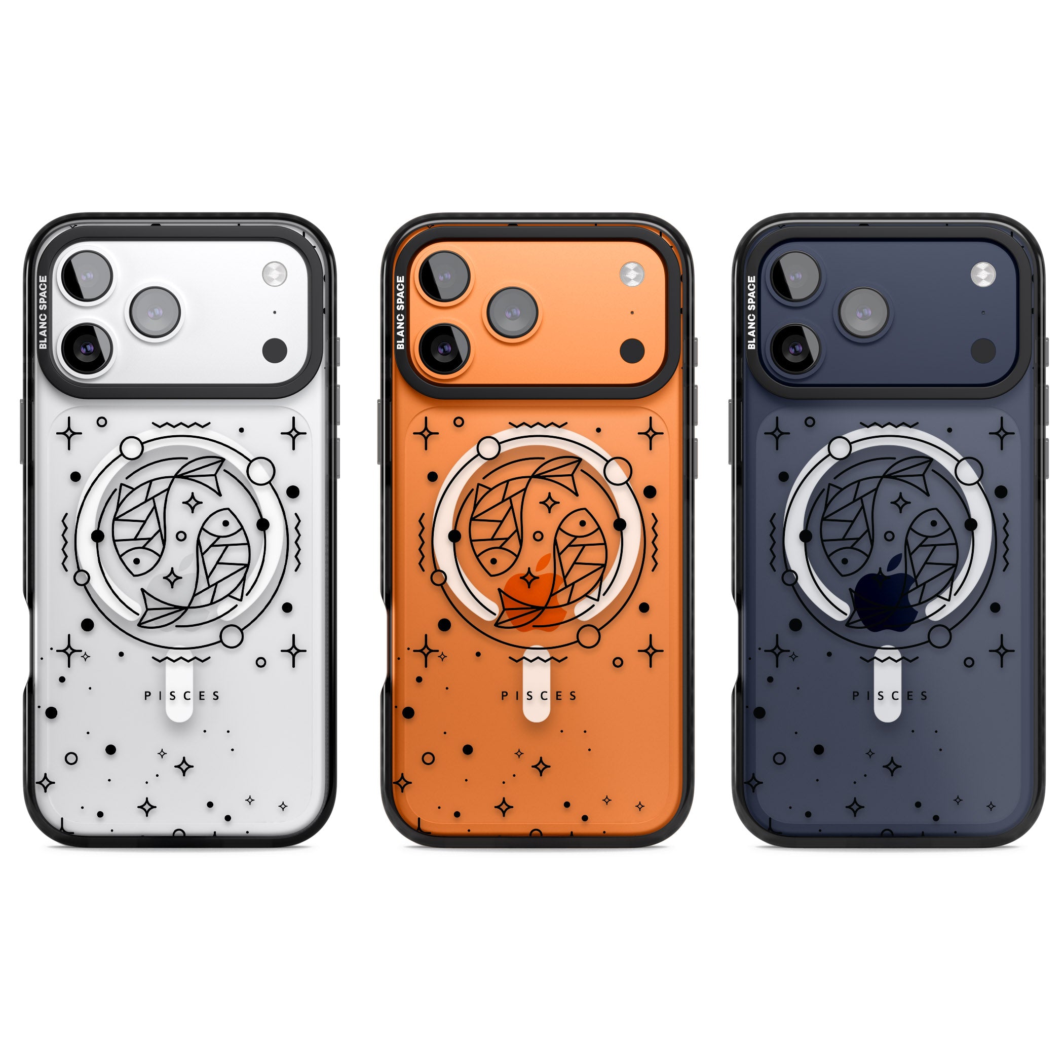 Pisces Emblem Transparent iPhone 17 Pro Impact Pro Black Phone Case APT Impact Protection