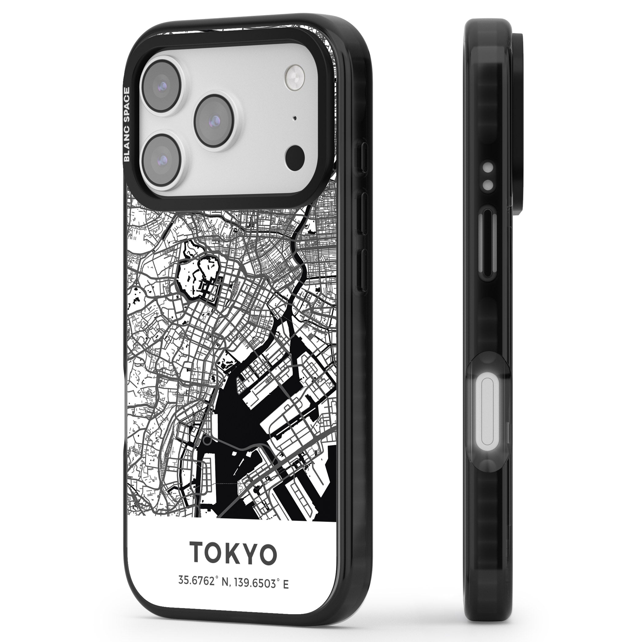 Tokyo Map iPhone 17 Pro Impact Black Phone Case Side Profile