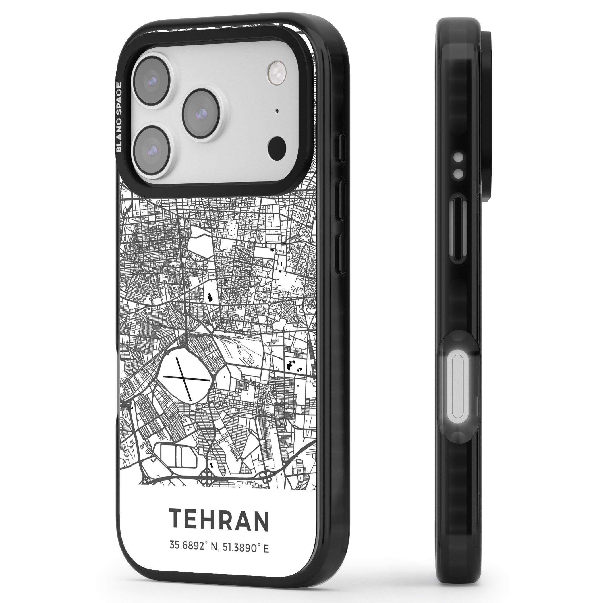 Tehran Map iPhone 17 Pro Impact Black Phone Case Side Profile