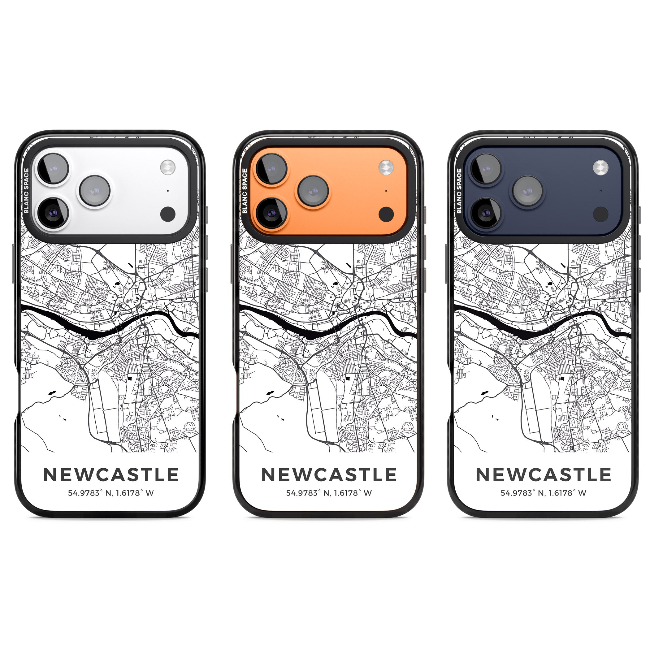 Newcastle City Map iPhone 17 Pro Impact Black Phone Case APT Impact Protection