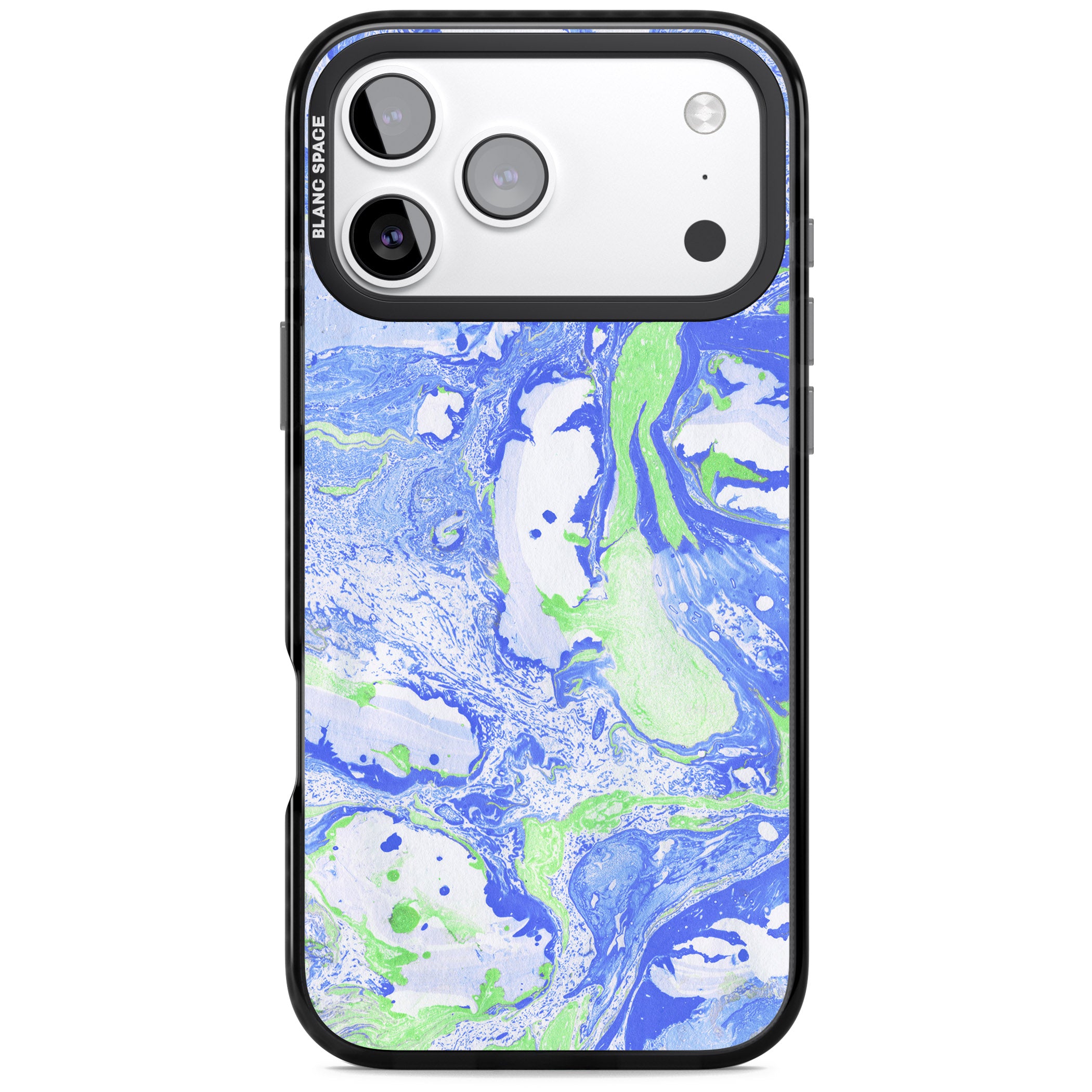Dark Blue & Green Marbled Paper Pattern iPhone 17 Pro Impact Black Phone Case