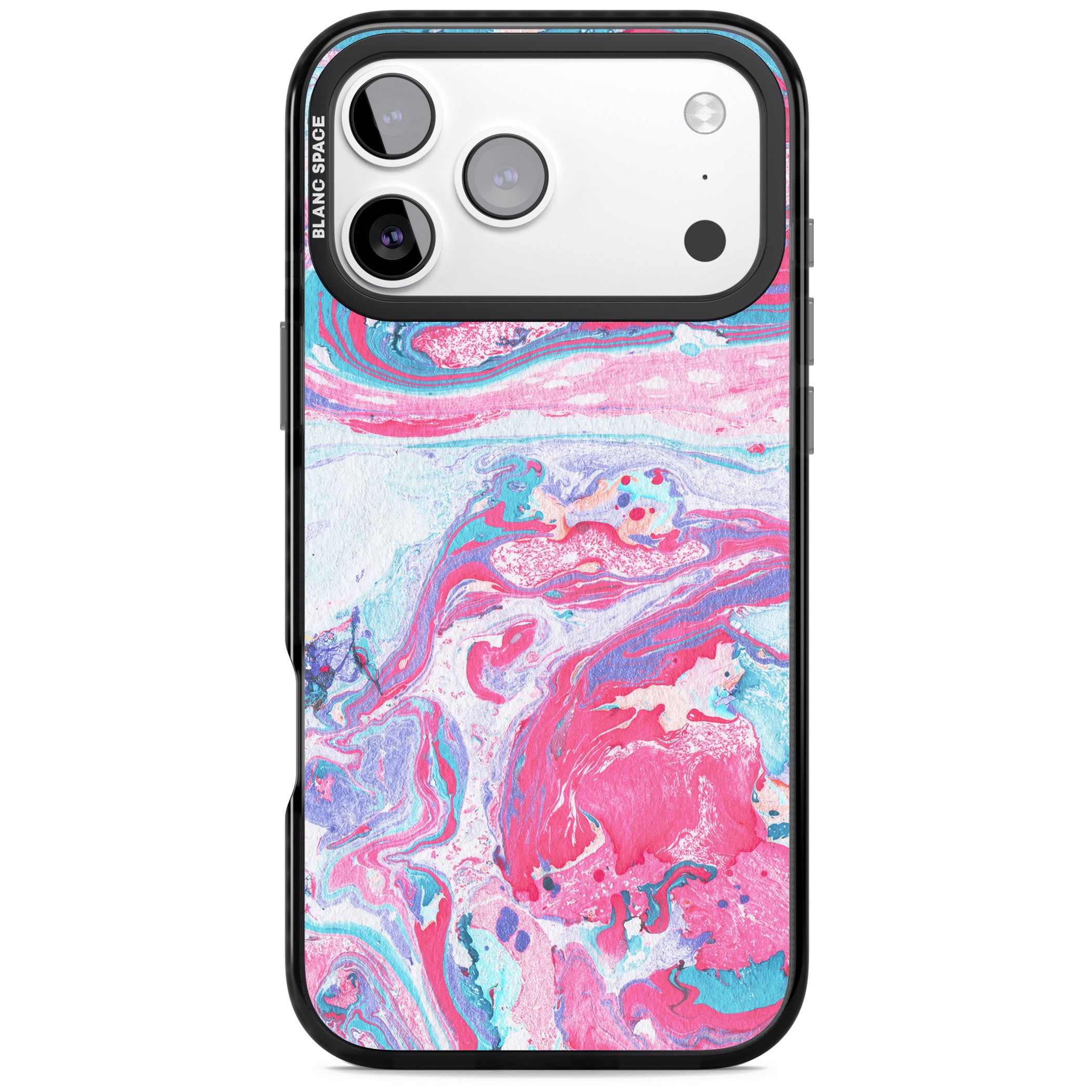 Pink, Blue & Purple Marbled Paper Pattern iPhone 17 Pro Impact Black Phone Case