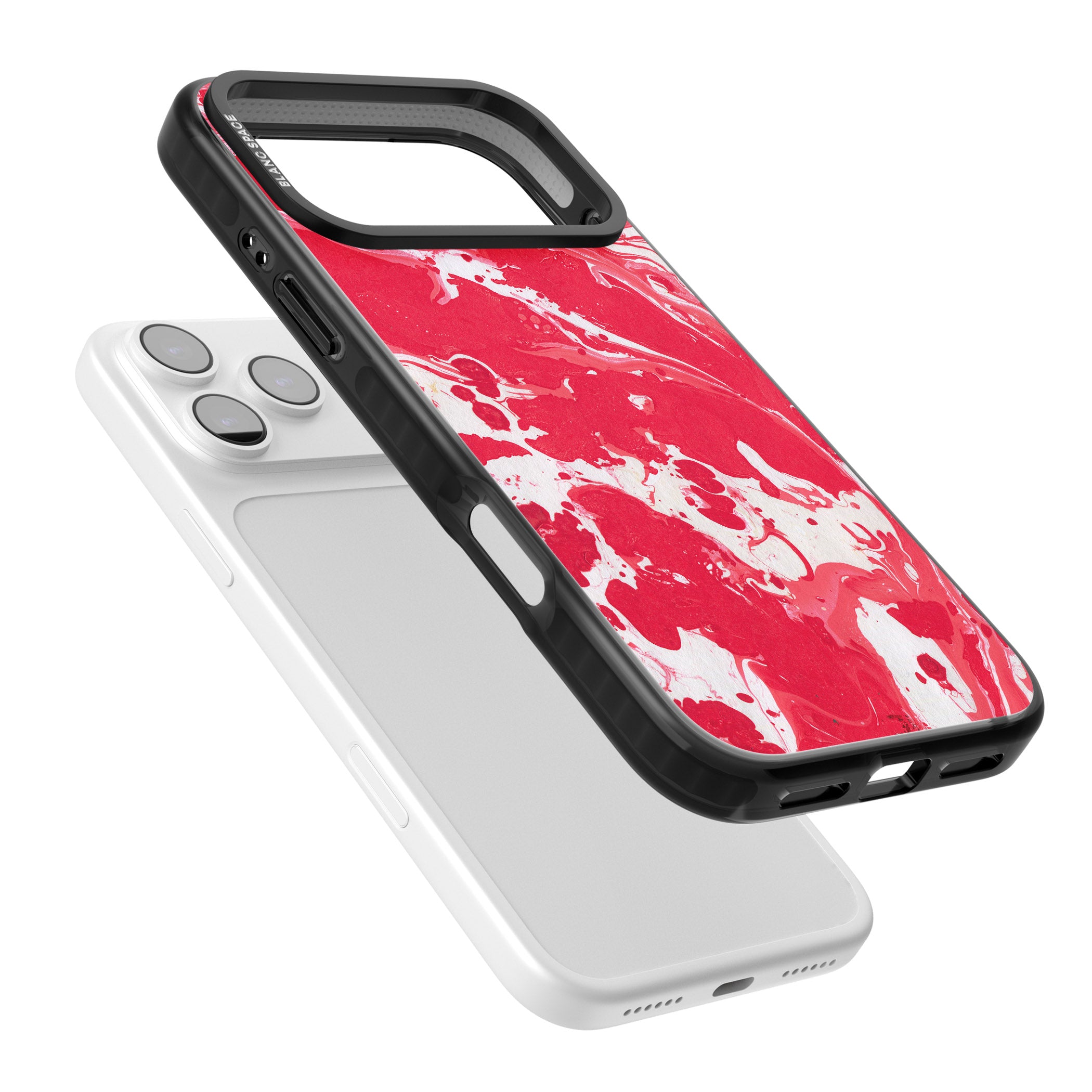 Red & White Marbled iPhone 17 Pro Impact Black Phone Case Colours