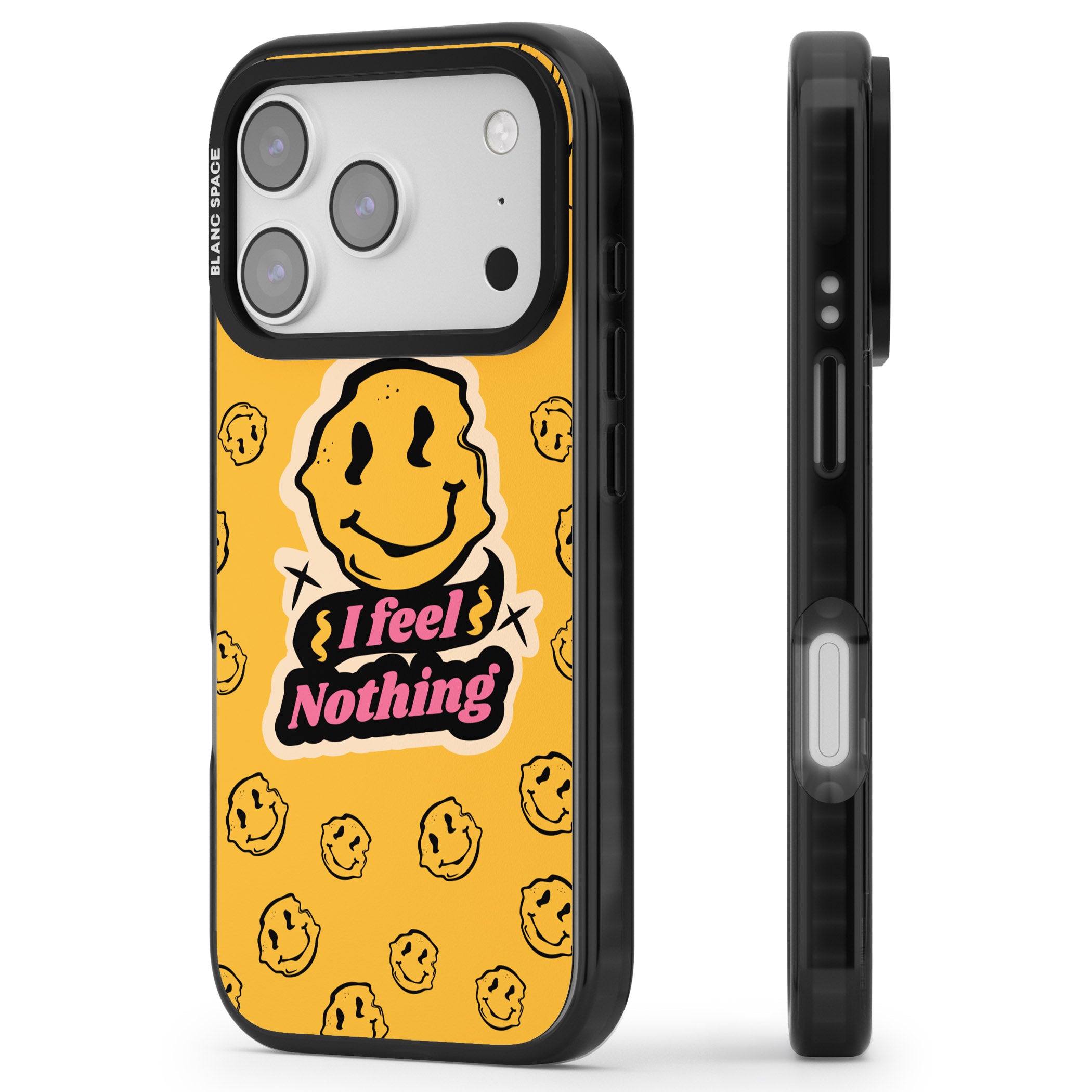 I Feel Nothing iPhone 17 Pro Impact Black Phone Case Side Profile