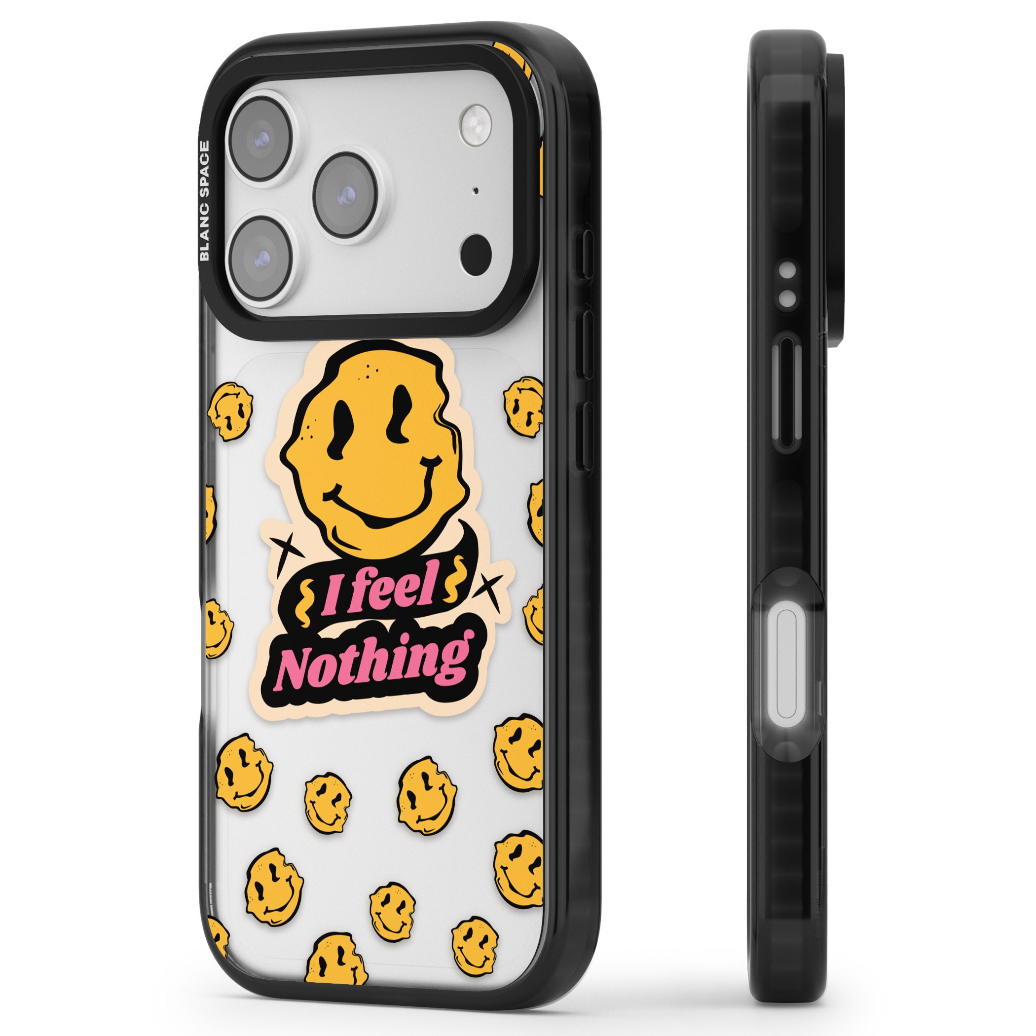 I Feel Nothing (Clear) iPhone 17 Pro Impact Black Phone Case Side Profile