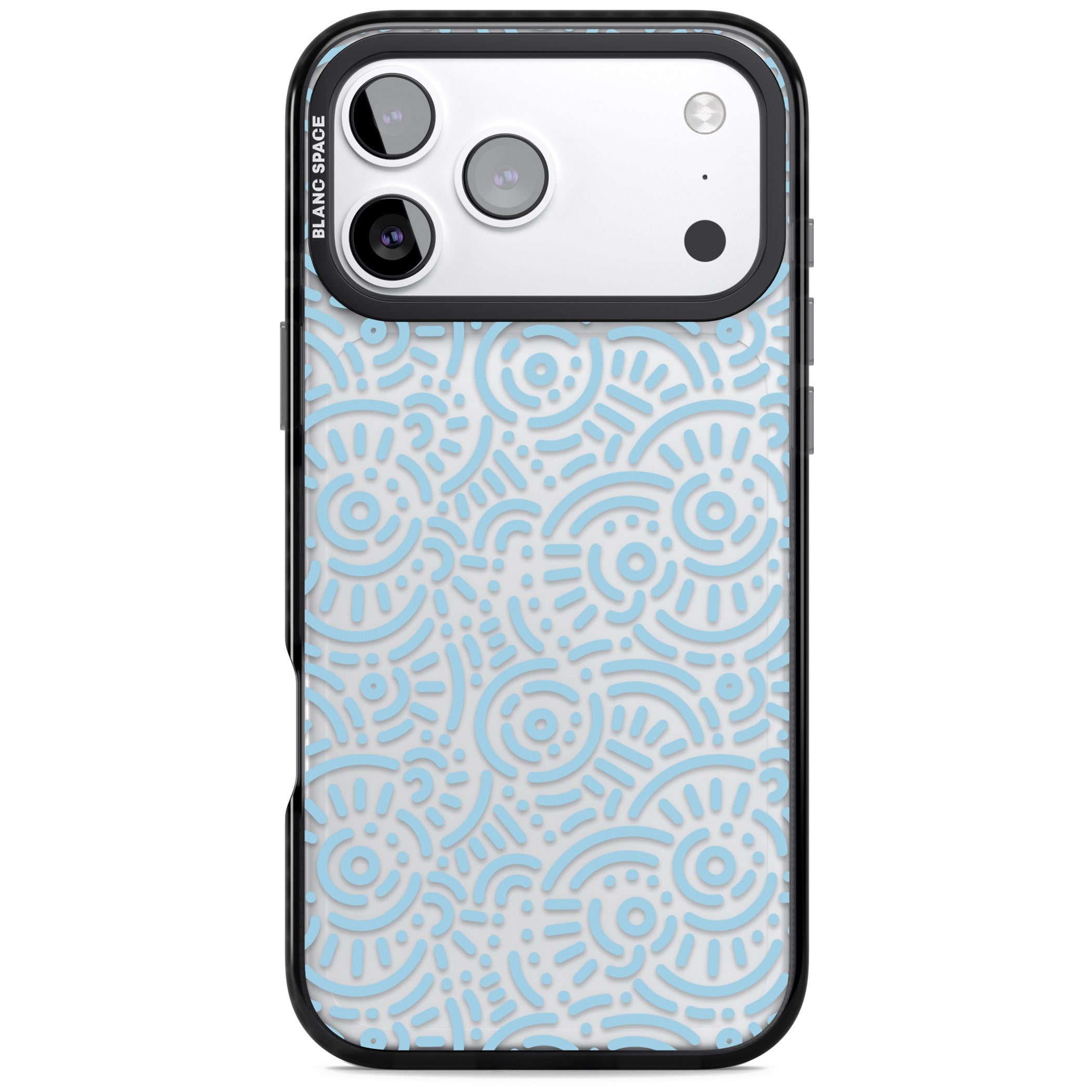 Light Blue Retro Pattern iPhone 17 Pro Impact Black Phone Case