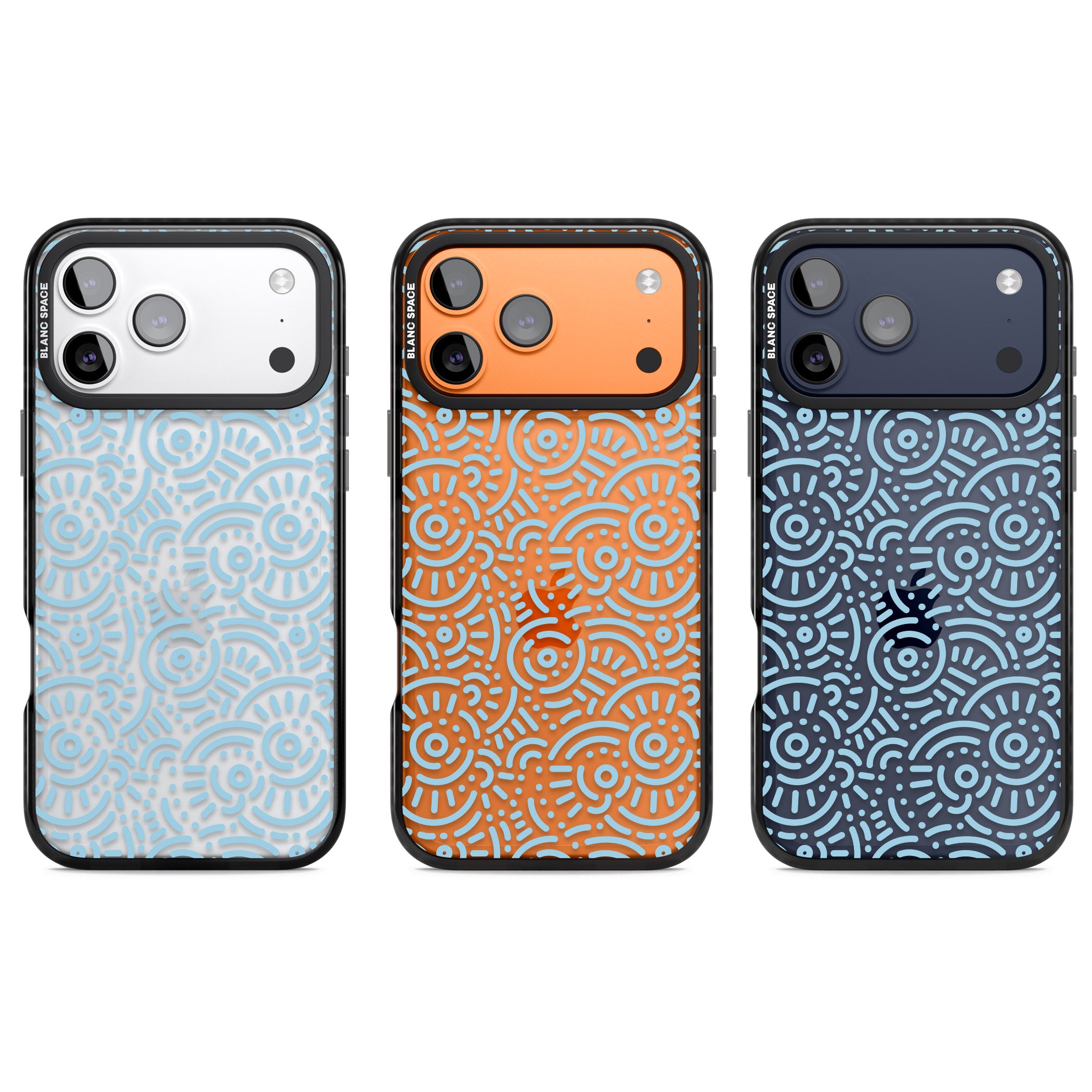 Light Blue Retro Pattern iPhone 17 Pro Impact Black Phone Case APT Impact Protection
