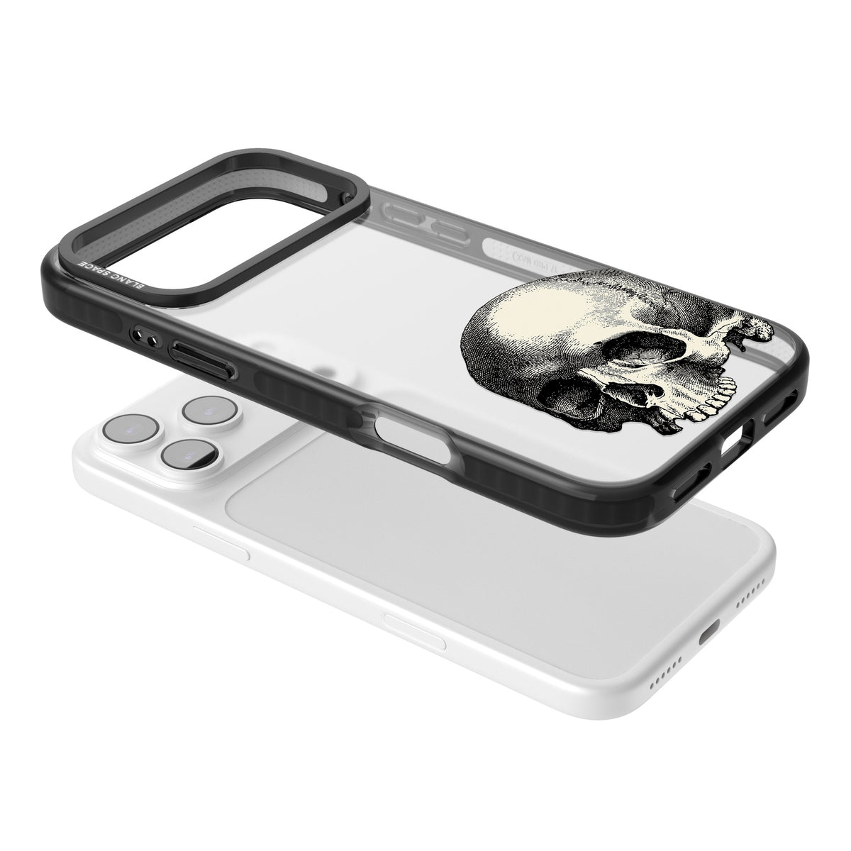 Memento Mori iPhone 17 Pro Max Impact Black Phone Case angled