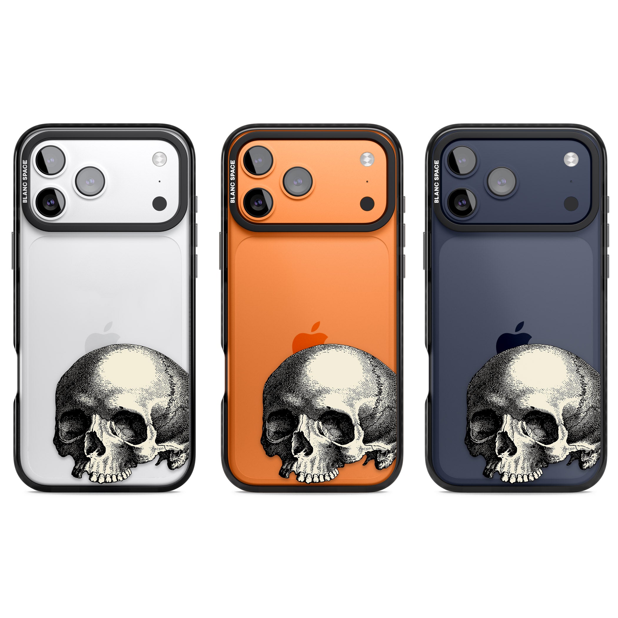 Minimal Vintage Skull iPhone 17 Pro Impact Black Phone Case APT Impact Protection