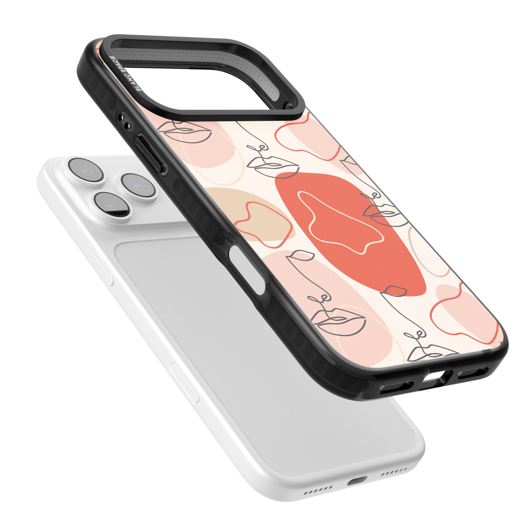 Abstract Face Line Art iPhone 17 Pro Impact Black Phone Case Colours