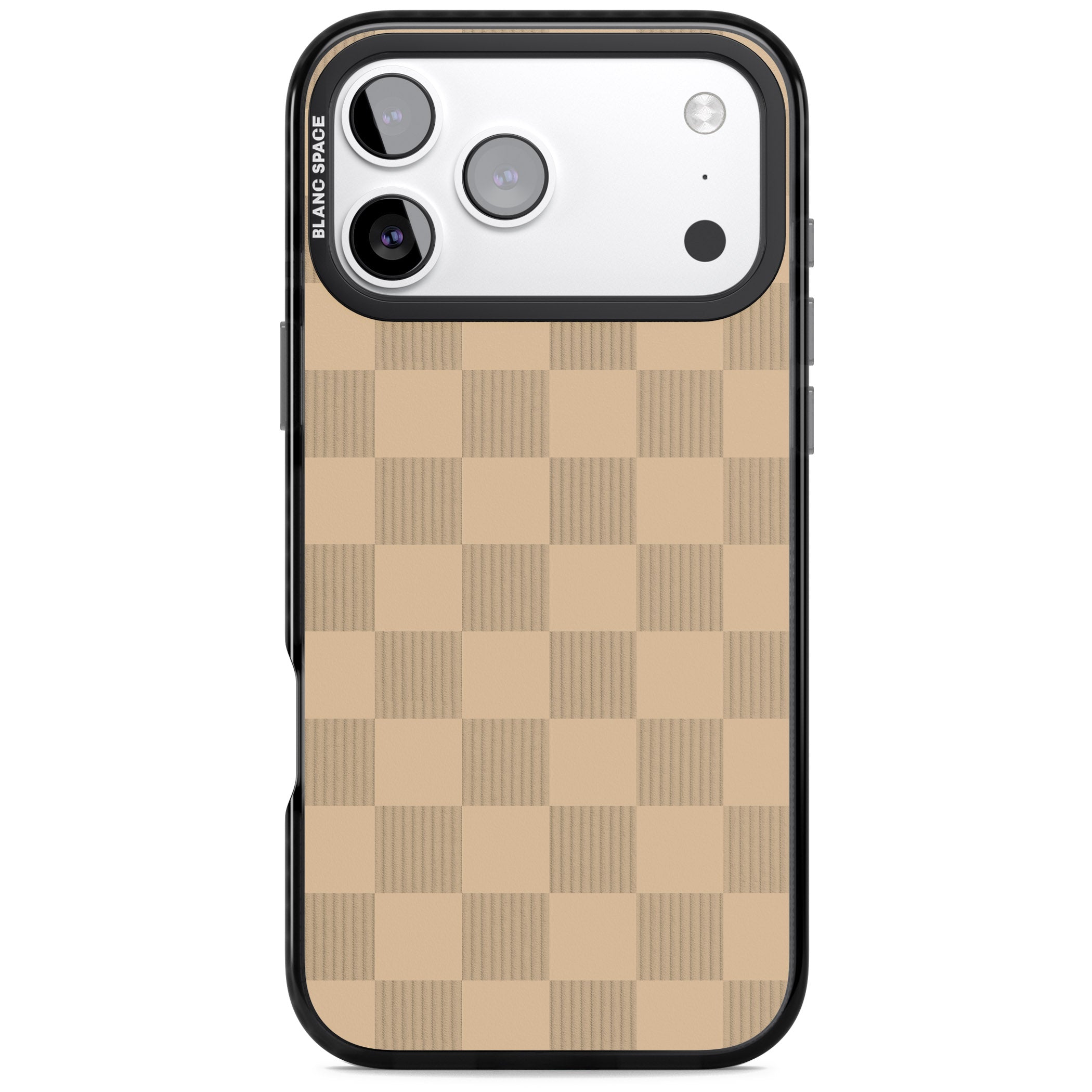 Beige Checkered iPhone 17 Pro Impact Black Phone Case