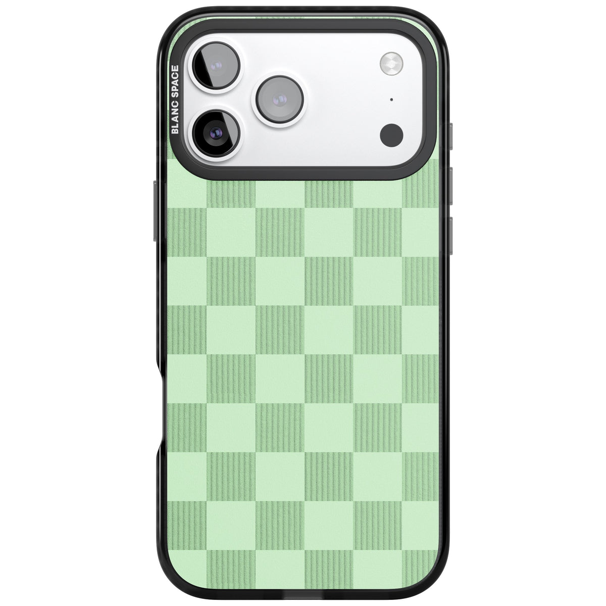 Seafoam Checkered iPhone 17 Pro Max Impact Black Phone Case front