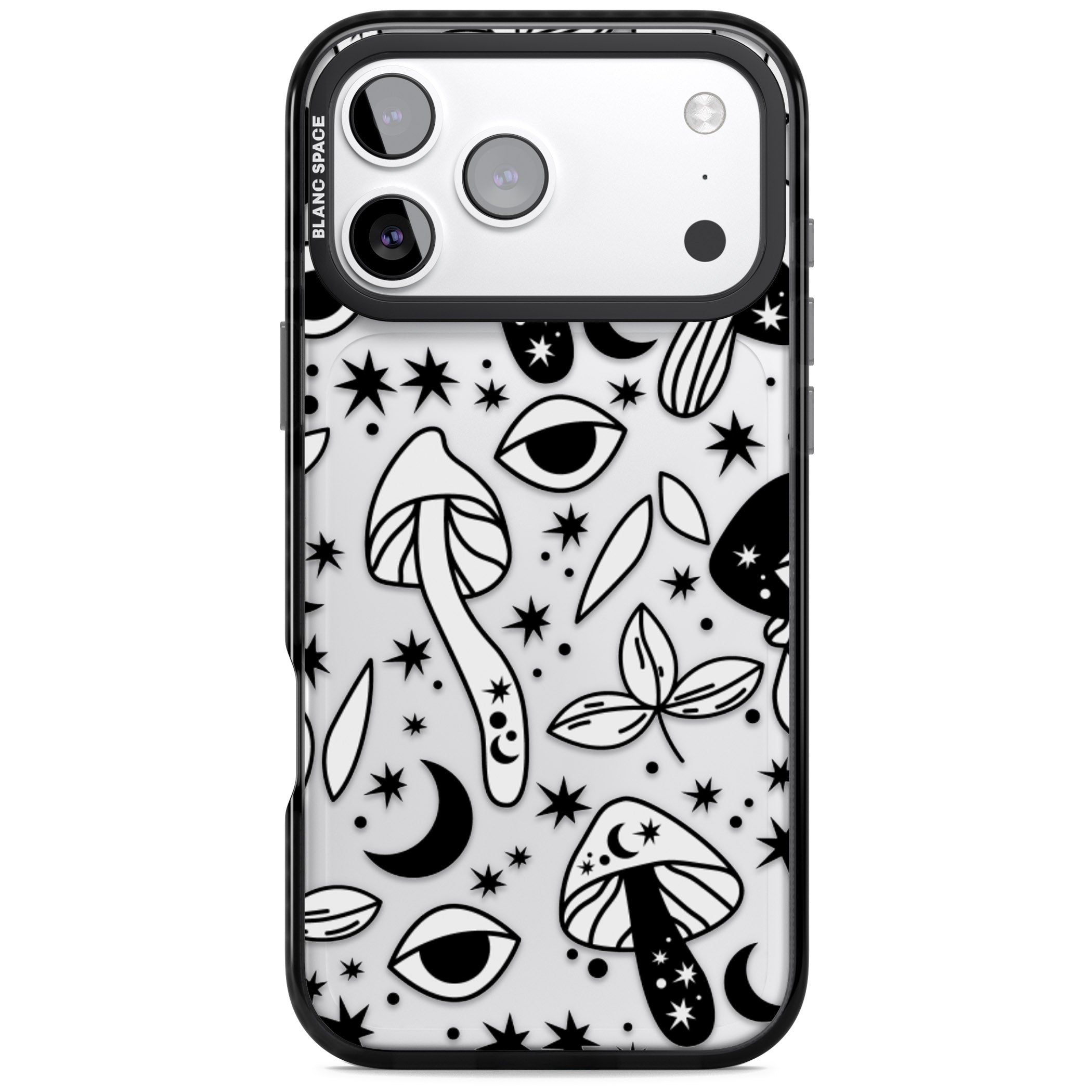 Mystic Mushrooms Pattern iPhone 17 Pro Impact Black Phone Case