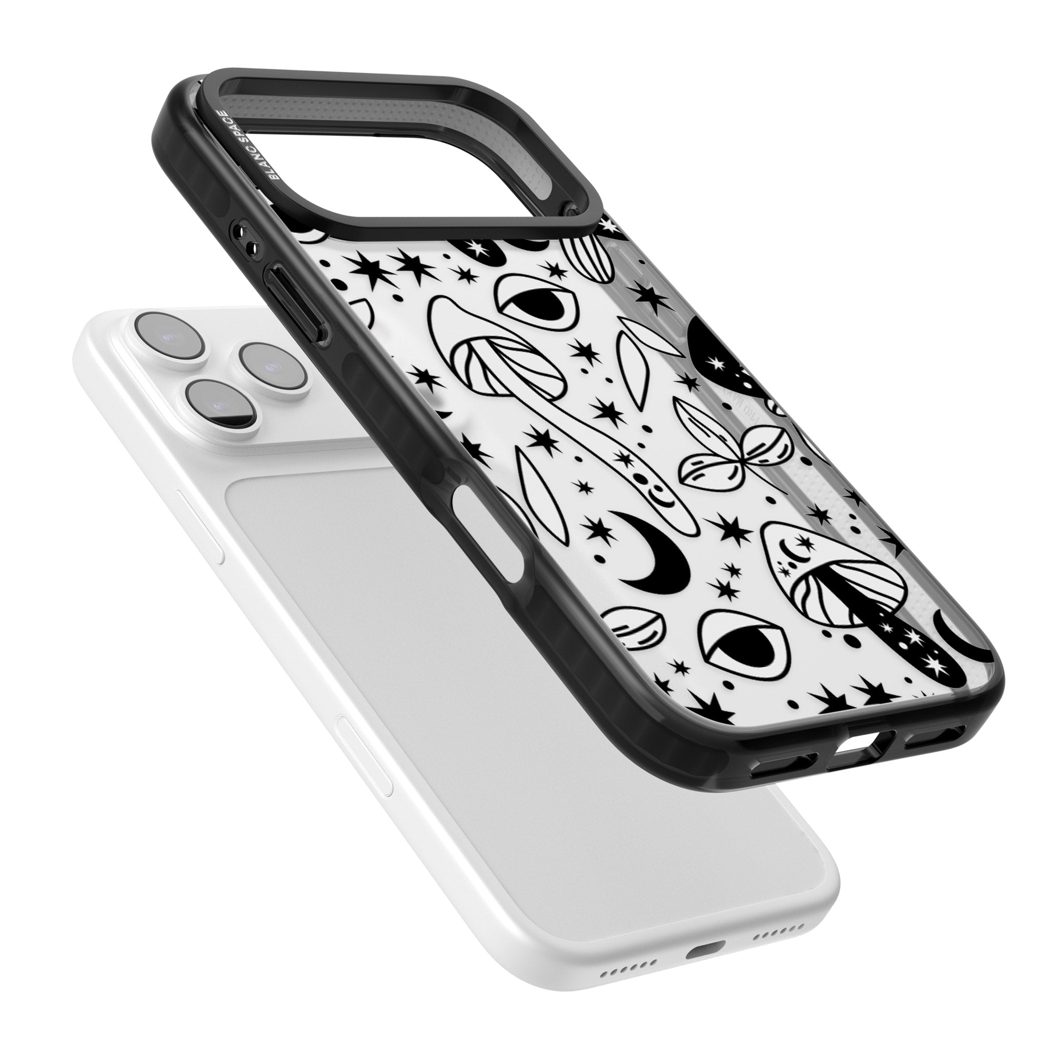 Mystic Mushrooms Pattern iPhone 17 Pro Impact Black Phone Case Colours