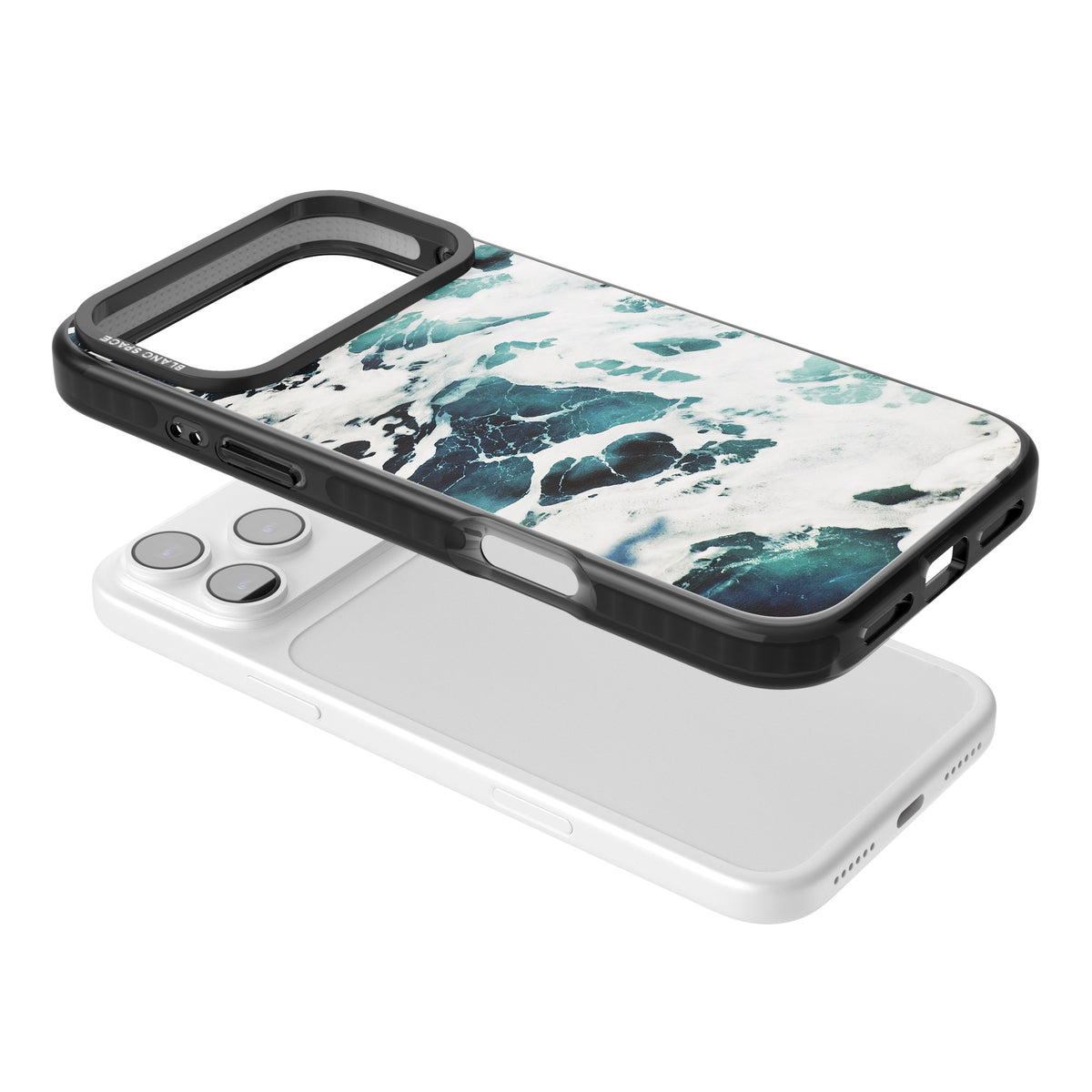 Ocean Surge iPhone 17 Pro Max Impact Black Phone Case angled