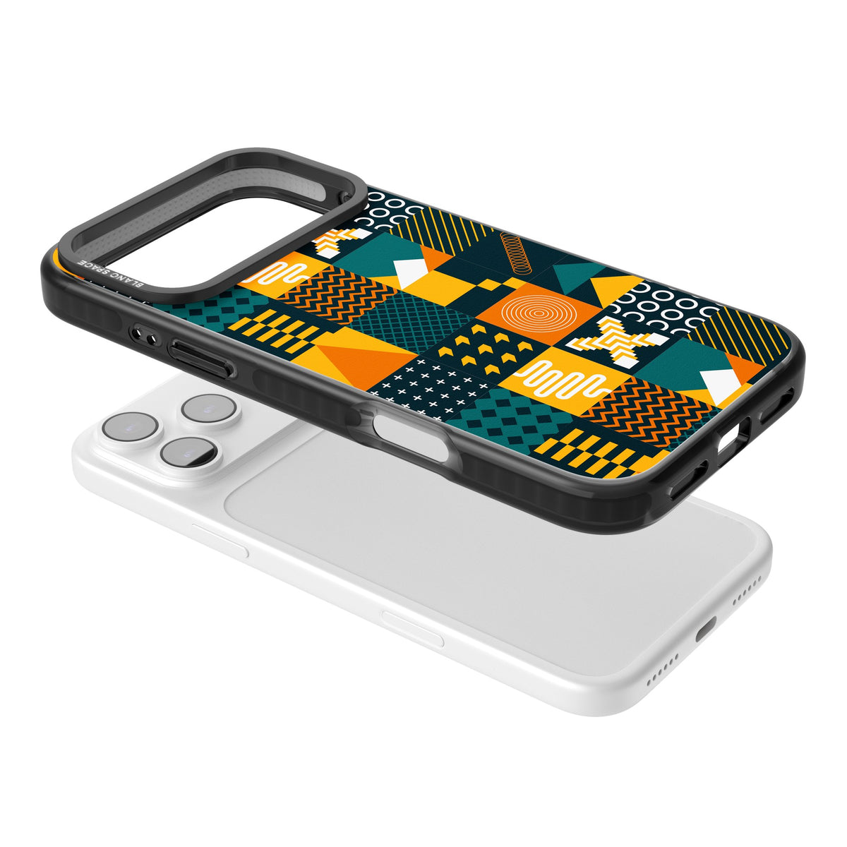 Amber Grid iPhone 17 Pro Max Impact Black Phone Case angled