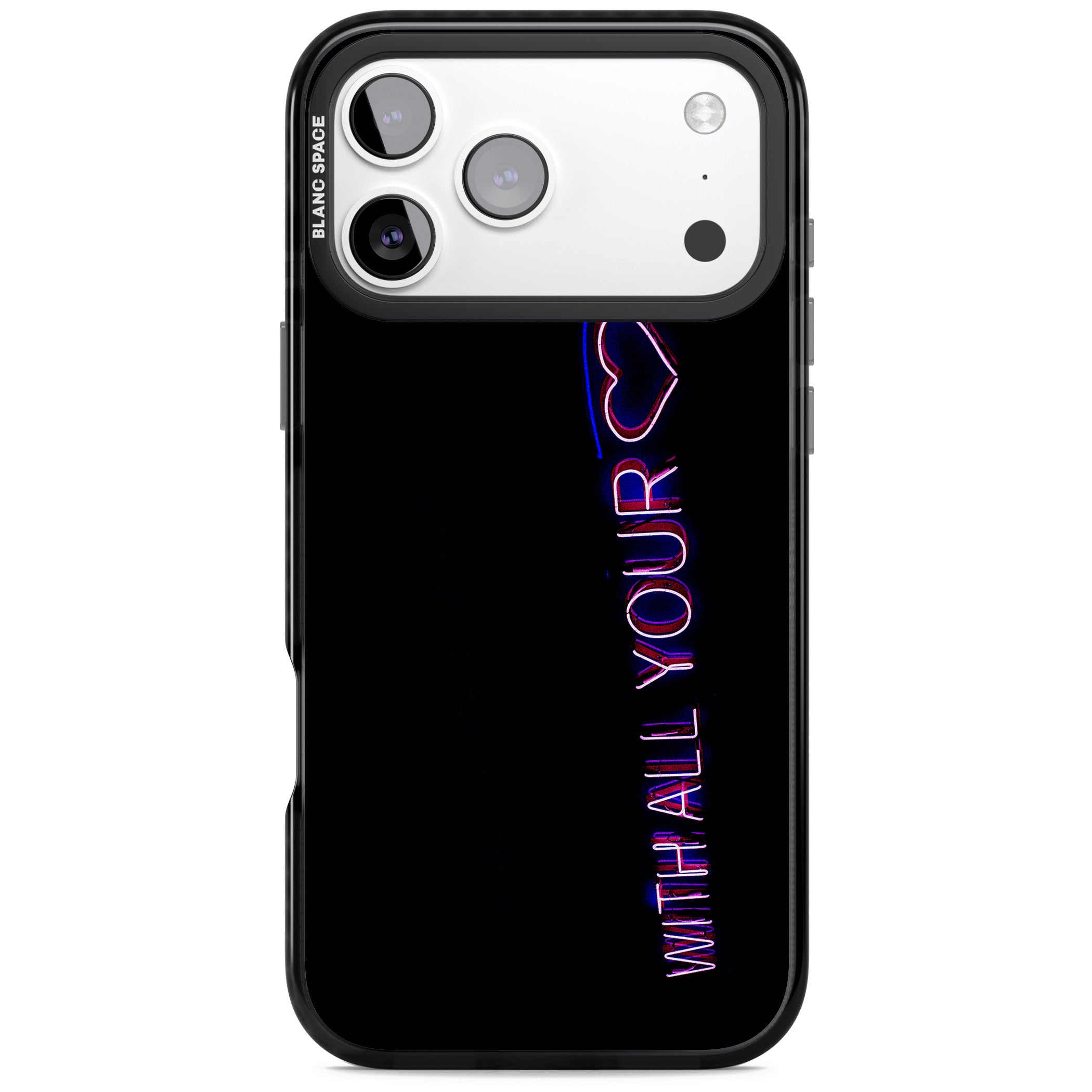 Neon Heart Script iPhone 17 Pro Impact Black Phone Case
