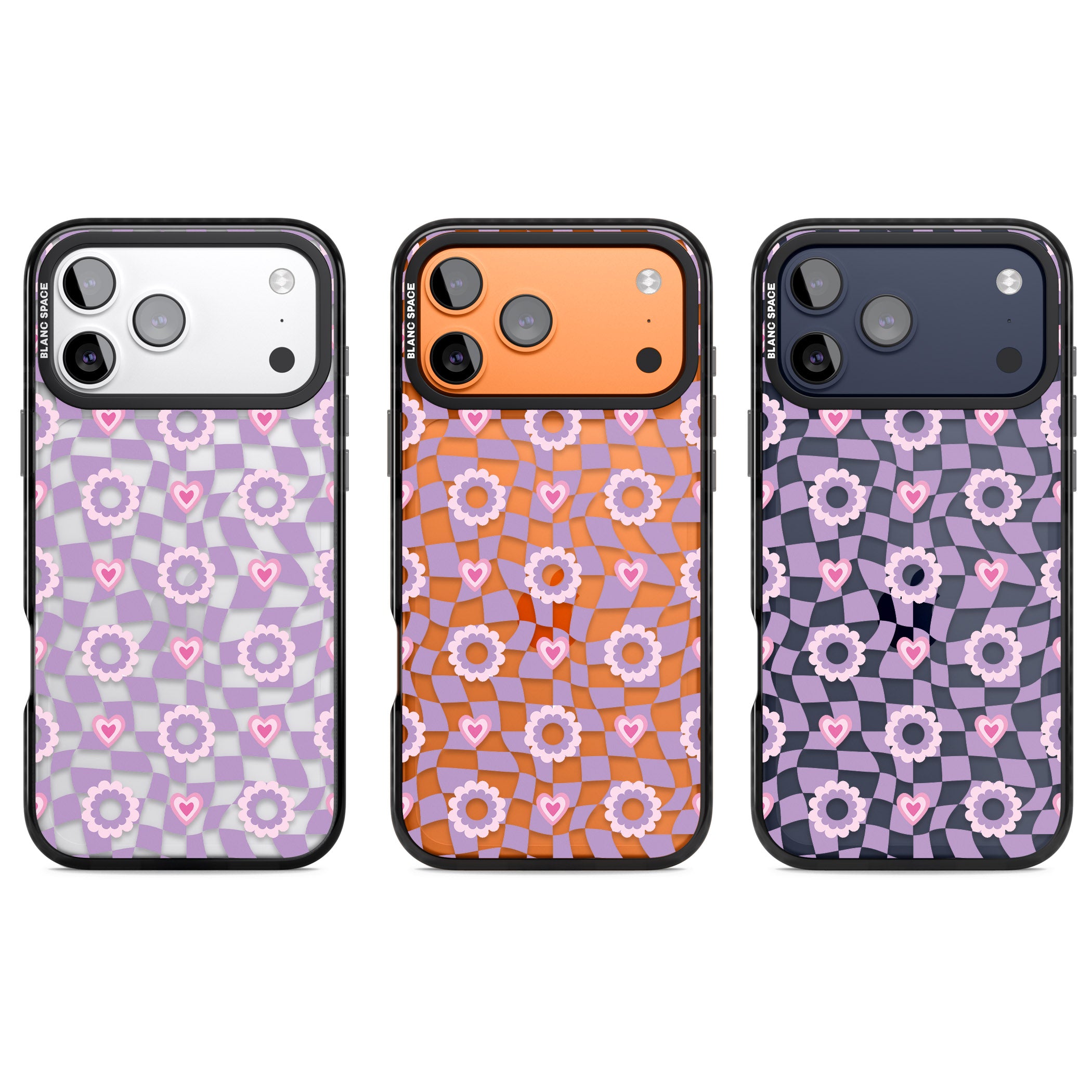 Checkered Love Pattern iPhone 17 Pro Impact Black Phone Case APT Impact Protection