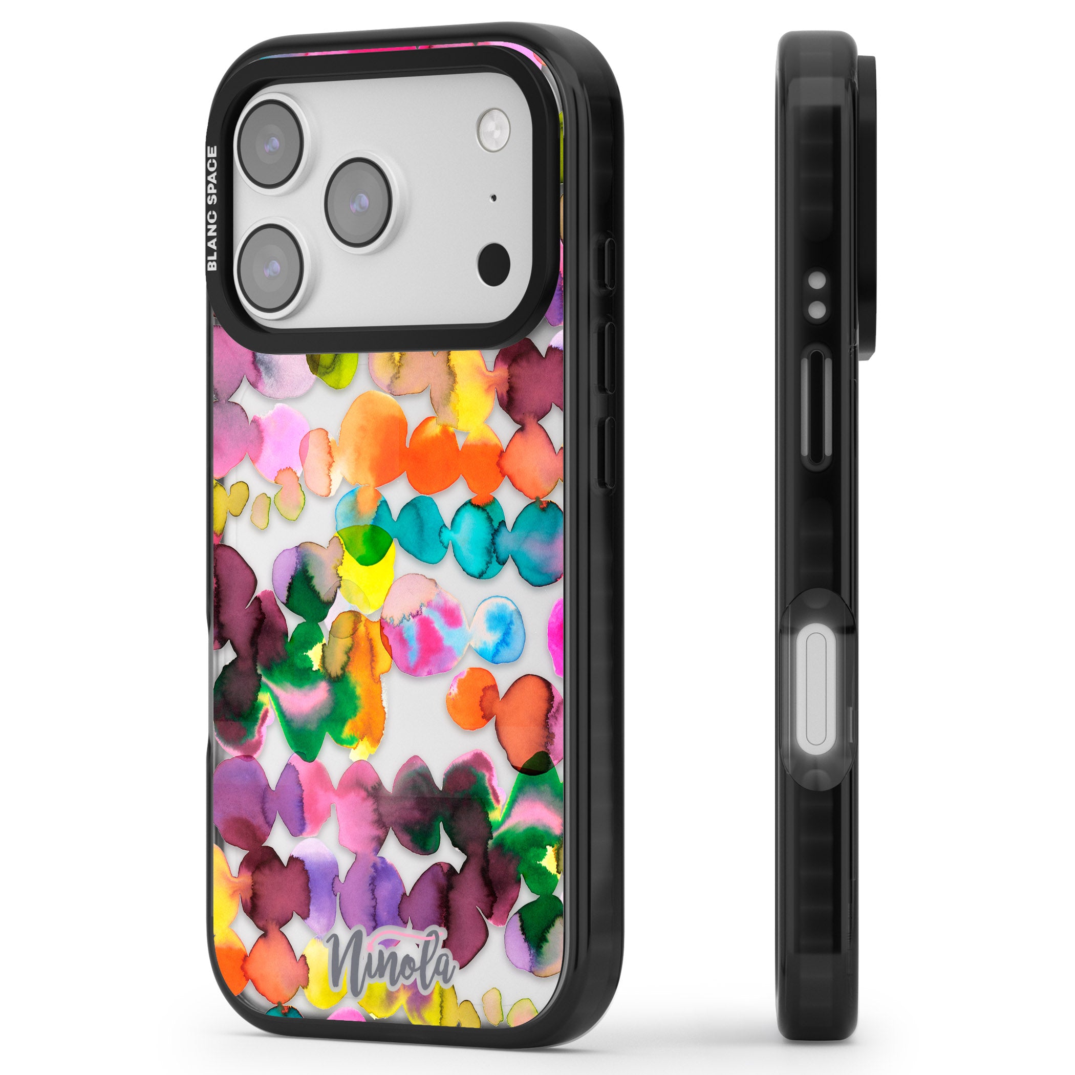 Ink Splash Hues iPhone 17 Pro Impact Black Phone Case Side Profile