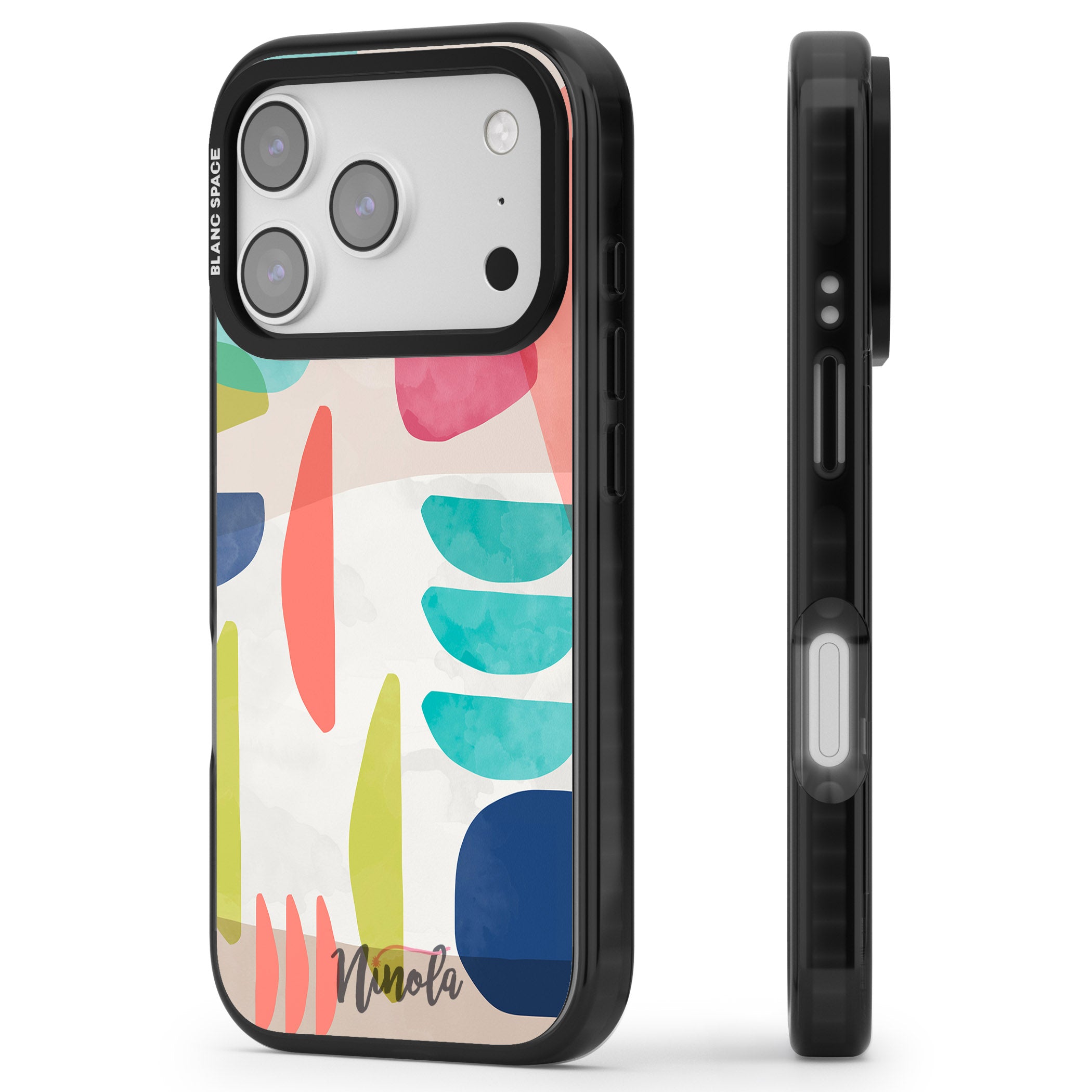 Bold Colorful Shapes iPhone 17 Pro Impact Black Phone Case Side Profile
