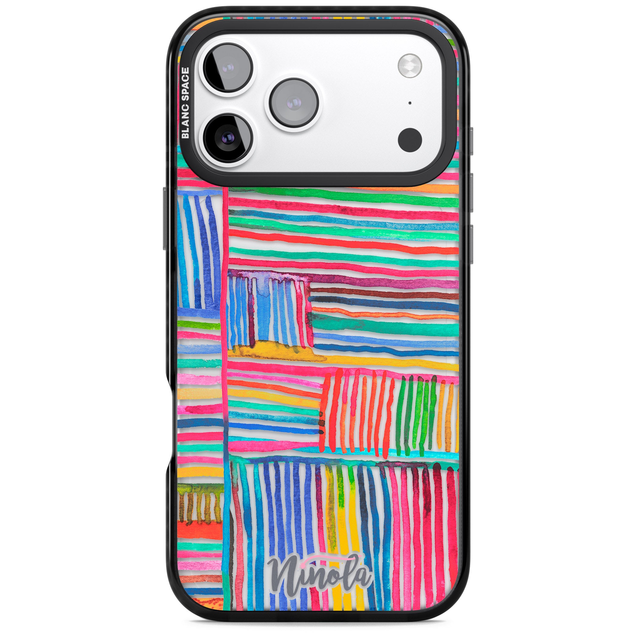 Vibrant Watercolor Lines iPhone 17 Pro Impact Black Phone Case